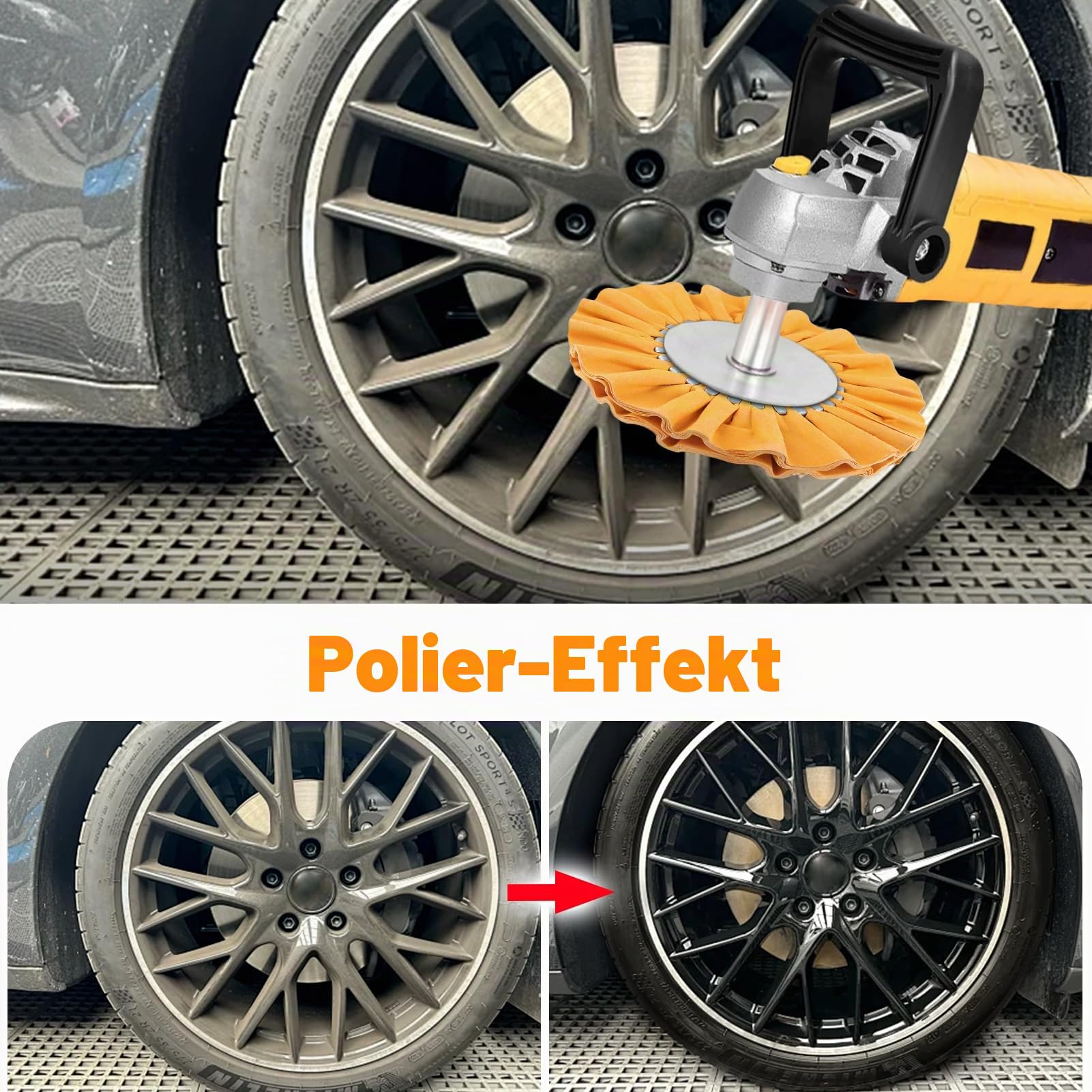 SPEEDWOX Airway-Polierscheiben-Set mit einem Durchmesser von 1,6 cm (5/8 Zoll), Polierpaste und Aluminium-Metall-Polierscheibe, 20,3 cm im Durchmesser, 1,6 cm im Dornloch, 16-lagig für Winkelschleifer