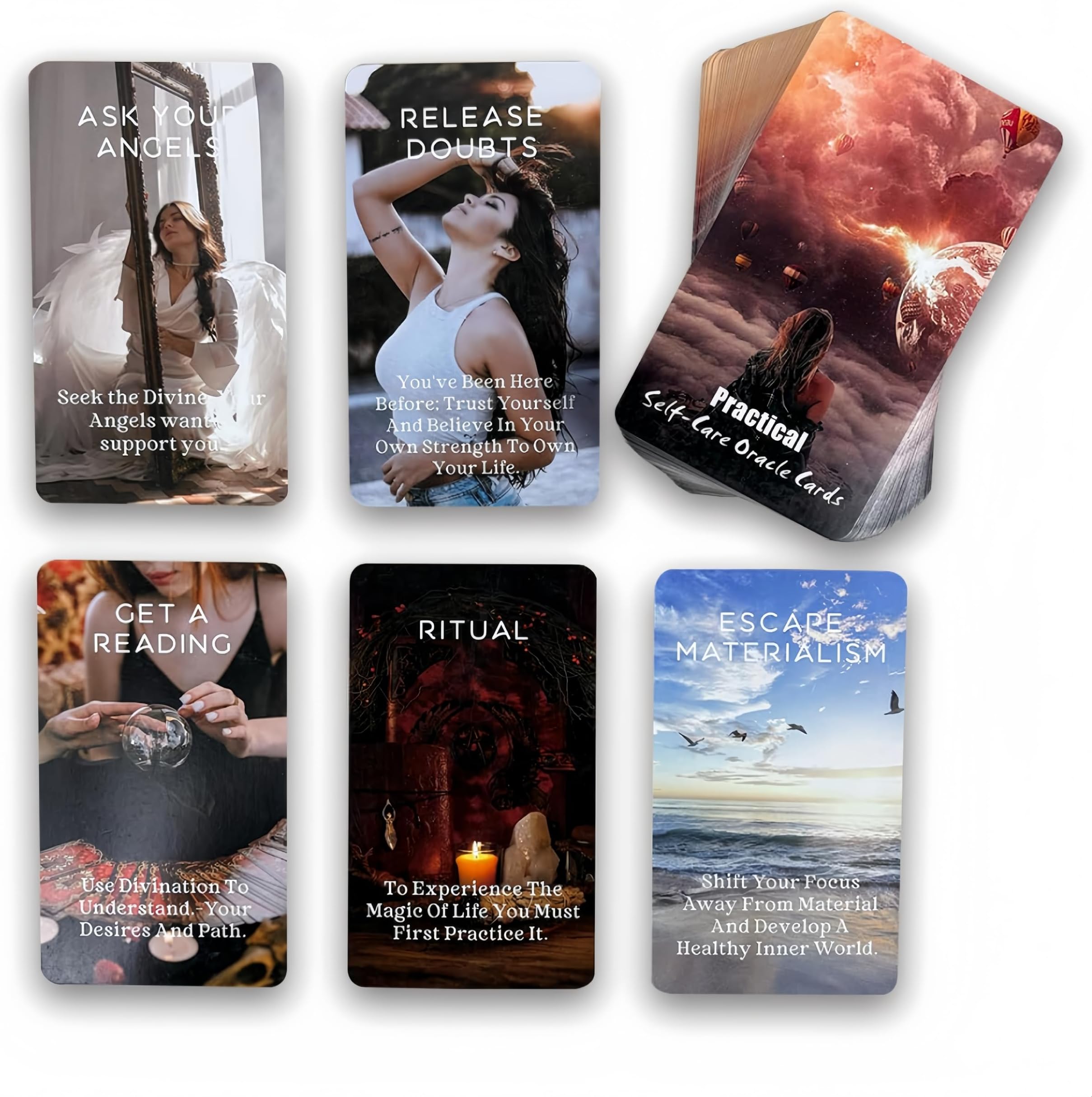 MAKABEE 6+ Years Health Wellness Oracle Card Game, Practical Self-Care Oracle Cards, Tarot Cards for Beginners, Help You Understand The Things You Need to Change About Yourself