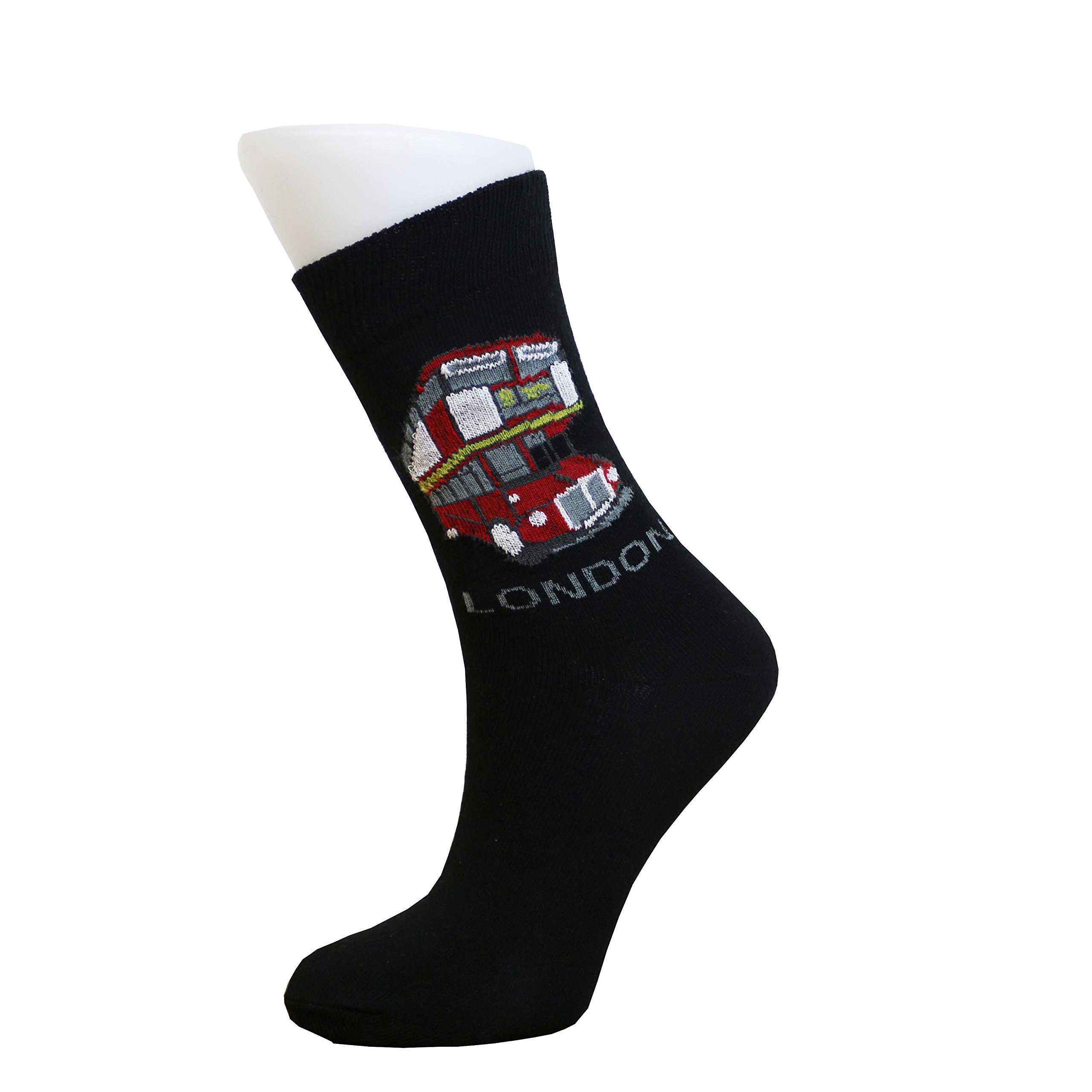 No.1 Gifts Men's Black London Double Decker Red Bus Cotton Rich Novelty Fun Gift Socks