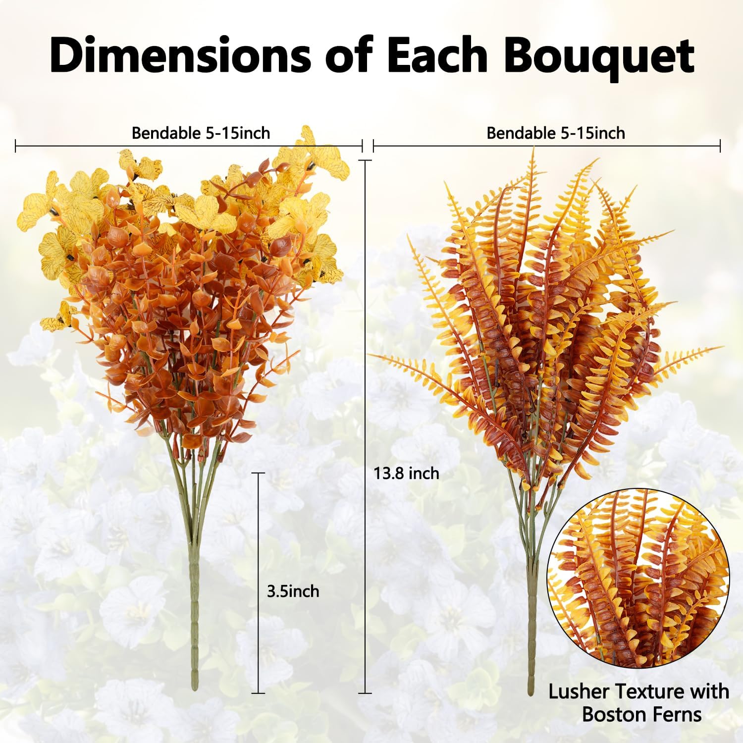 Artificial Fall Flowers for Outdoors, Artificial Mums of Fake Flowers for Outdoor Planters, No Fade Vibrant Artificial Flowers with Ferns for Porch Patio Yard Decoration, 12 Bundles