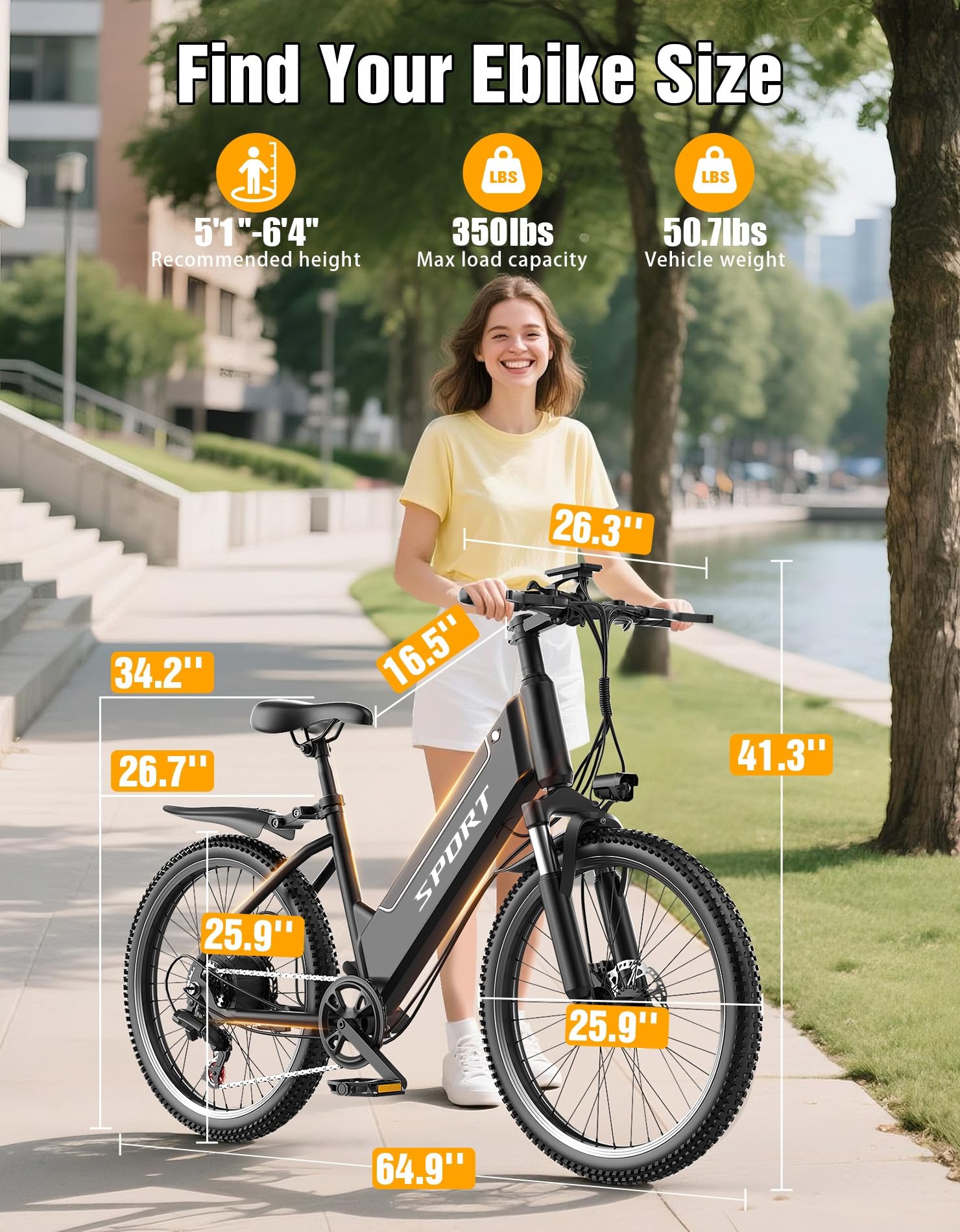 Electric Bike for Adults, 26" Ebike, Peak 1500W Motor, 40KM/H 105 KM Max Range E Bikes for Adults, 480Wh Removable Battery, Adult Electric Bicycles for Commute Mountain, 7-Speed, Front Suspension — view 7