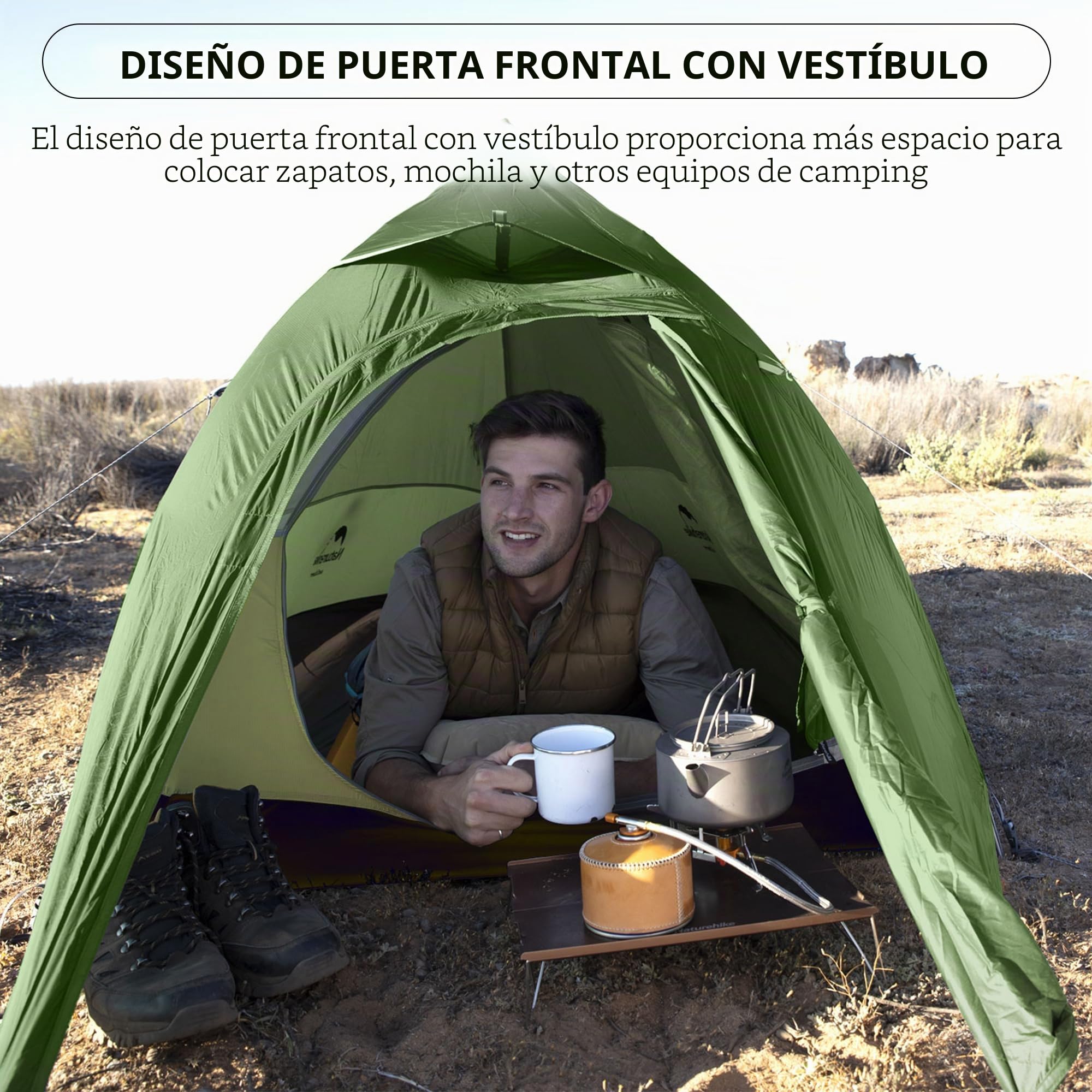 Naturehike Cloud up 1 Persona Carpa para Mochileros para Carpa de Cúpula Ligera para Acampar y Senderismo para 1 Hombre (Bosque Verde 20D)