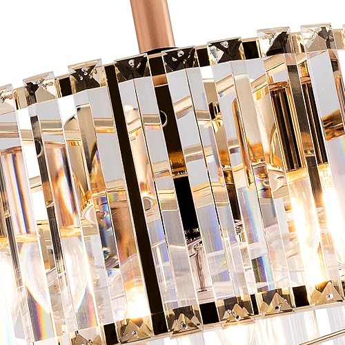 Miniatura 7 de LOYALHEARTDY Ventilador de techo enjaulado dorado con luz y control remoto de 6 velocidades, reversible, sin ruido, pantalla de cristal de 18