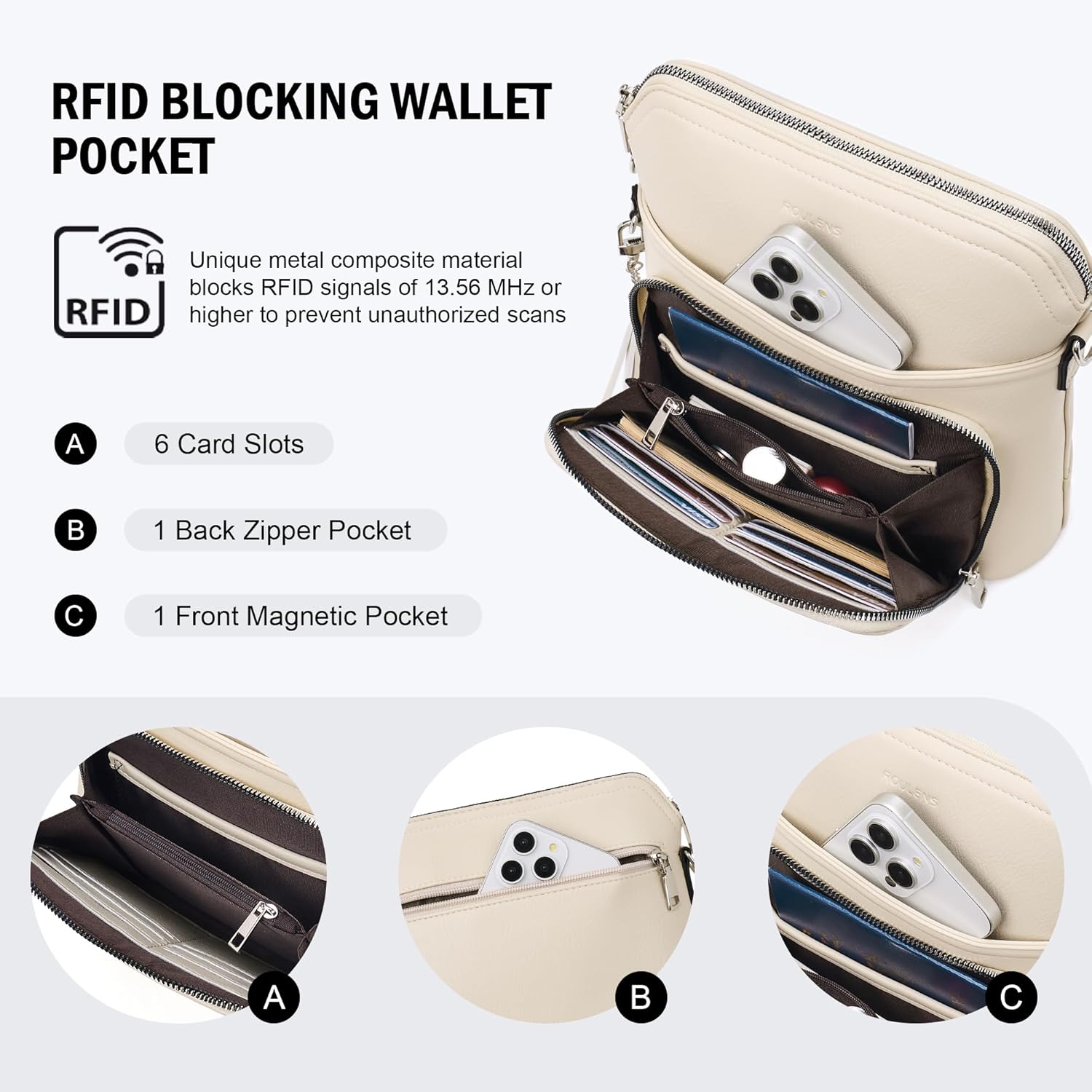 Roulens Crossbody Purse for Women Vegan Leather Medium Crossbody Wallet Bag for Travel Women Shoulder Handbags with Tassel - Image 3