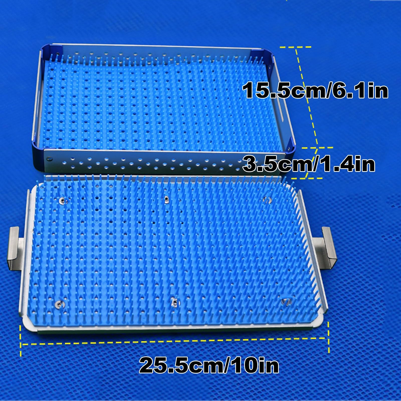 Caja Esterilización Instrumentos Médicos 2 Capas Almohadillas Silicona | Bandejas dentales, resistencia a altas temperaturas y altas presiones, caja de almacenamiento de laboratorio