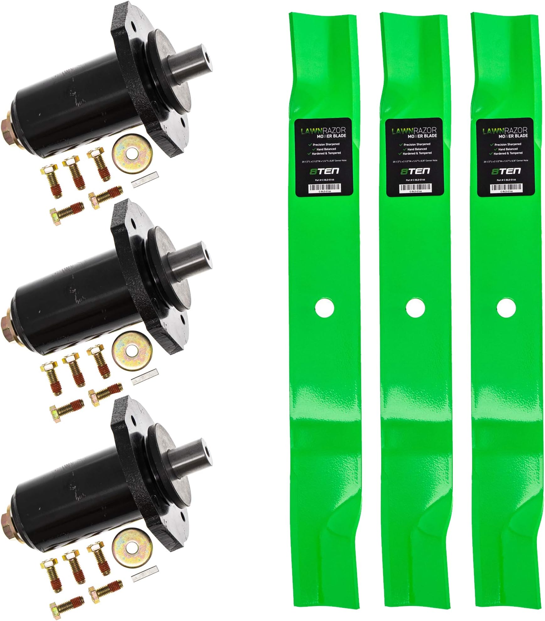 8TEN Spindle High Lift Blade Kit for Ariens Gravely 60 inch Cut Max Zoom 2560 Pro-Turn 260 460 59202600 59215400