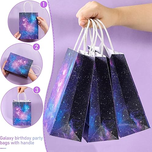 Miniatura 3 de Containlol 16 bolsas de fiesta de galaxia para el espacio exterior, bolsas de regalo para fiestas, cajas de dulces para el sistema solar, planeta,