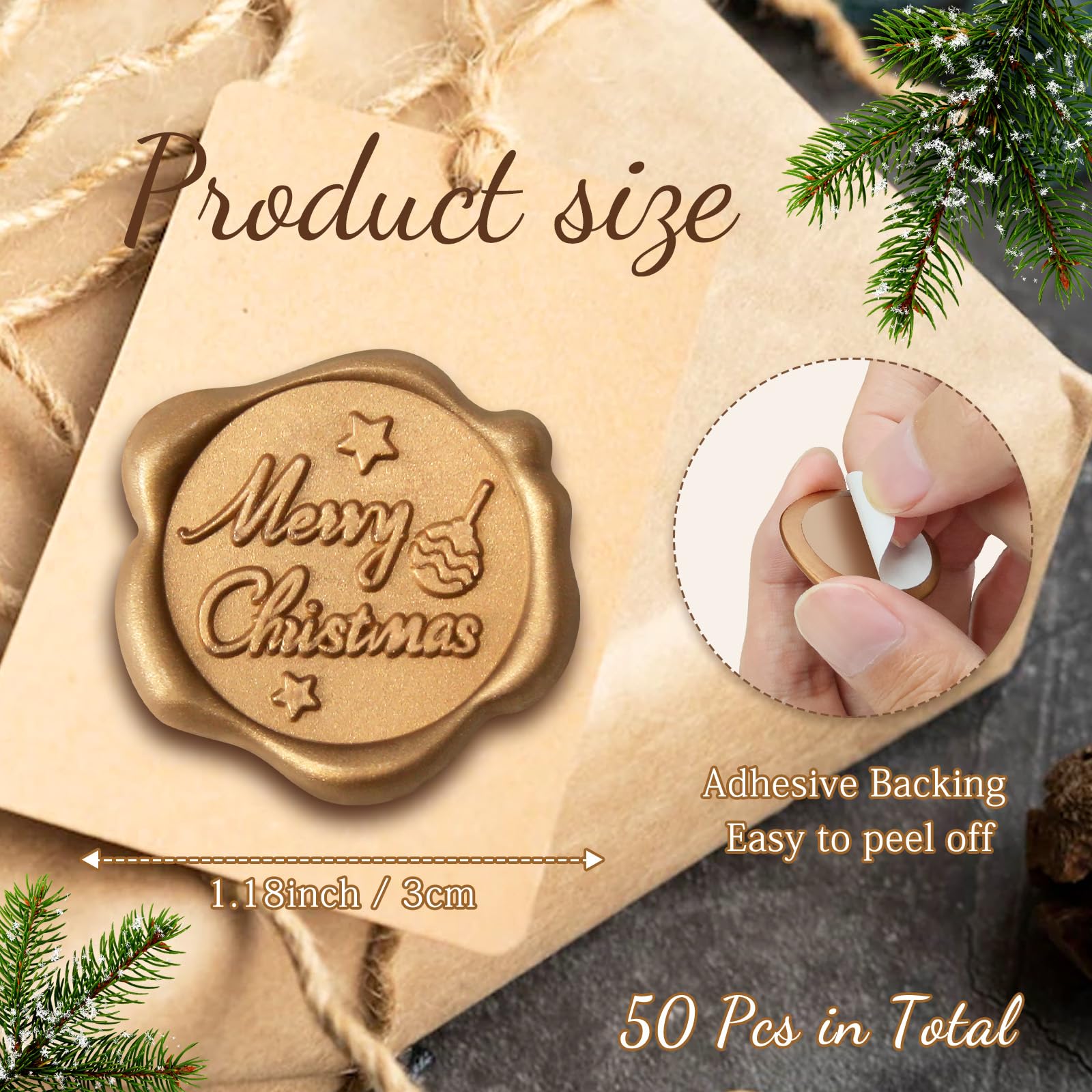 Merry Christmas] Lot De 50 Cachets De Cire Dorés