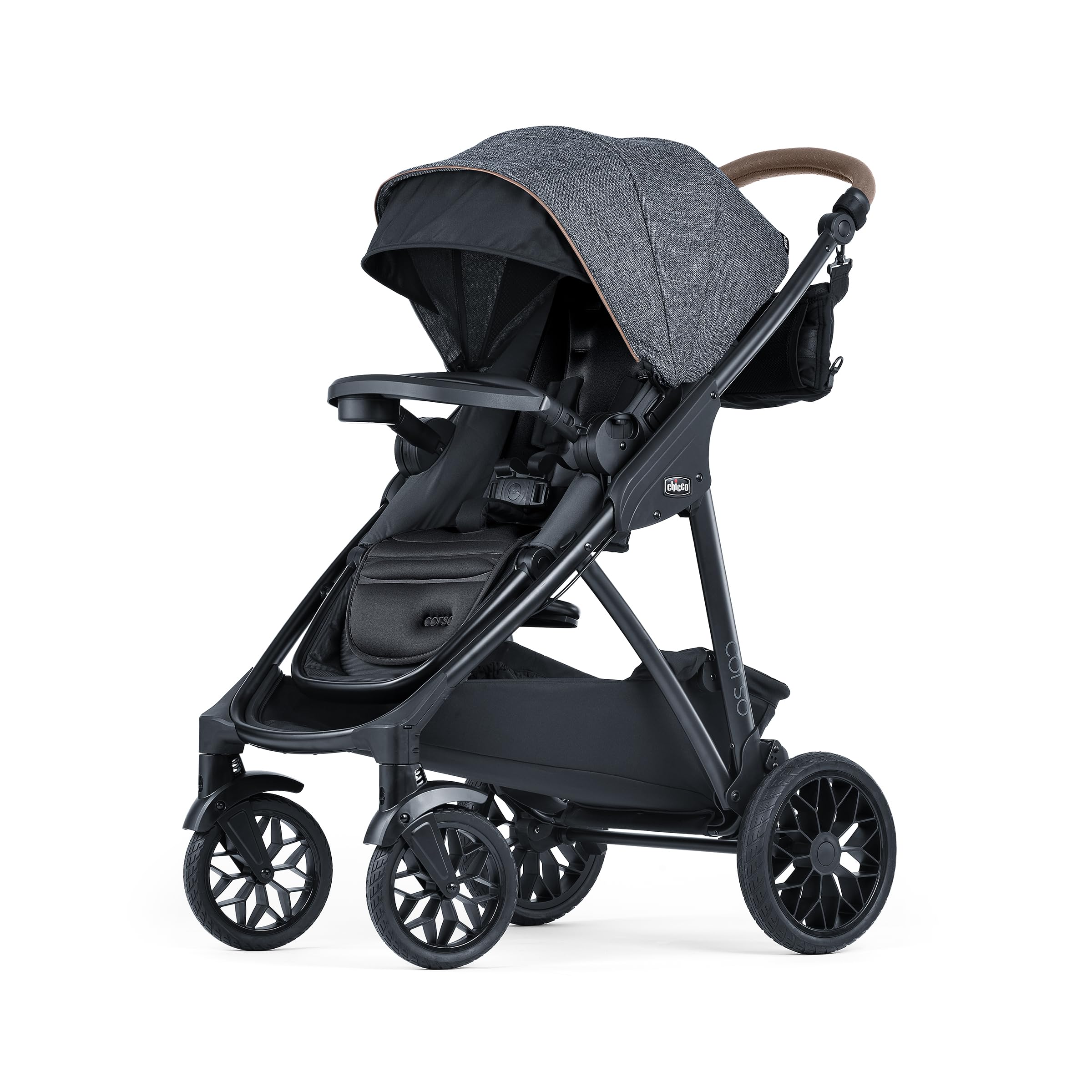 Chicco Corso Primo Modular Quick-Fold Stroller with Infant Car Seat Adapter, for Newborns and Toddlers | Summit/Grey