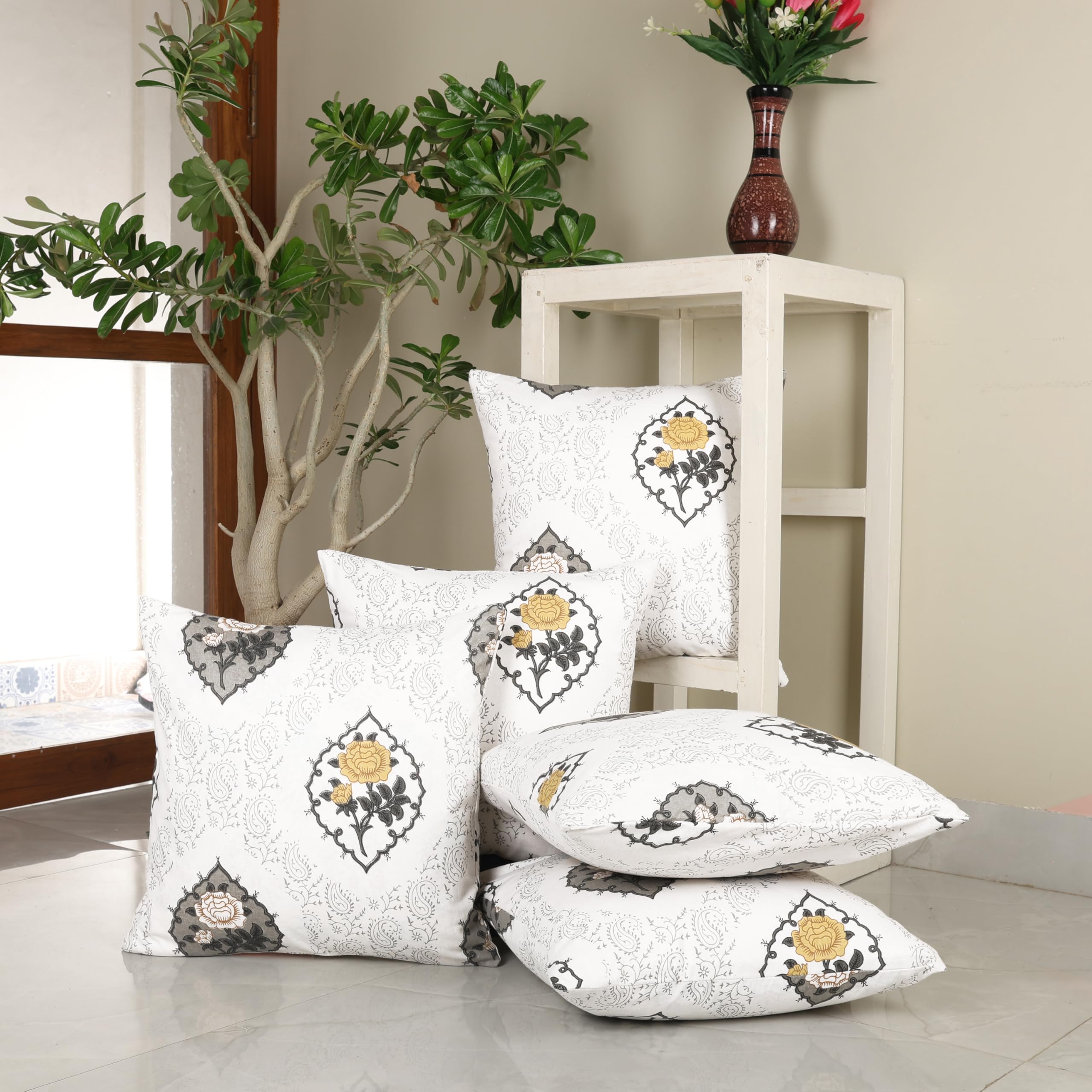 Clasiko Cotton Cushion Covers Set of 5; 20x20 Inches; Petal Perfection (B0DCC3XBTL) Amazon Price History, Amazon Price Tracker