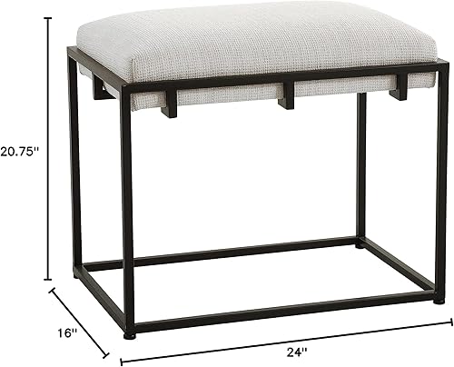 Miniatura 3 de Uttermost Paradox - Banco pequeño blanco y negro mate de 24 pulgadas de ancho
