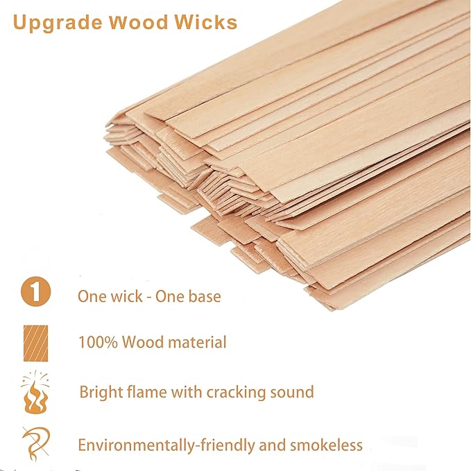 200 Pabilos de Madera para Velas, 5.1 x 0.51 x 0.06 Pulgadas miniatura 4