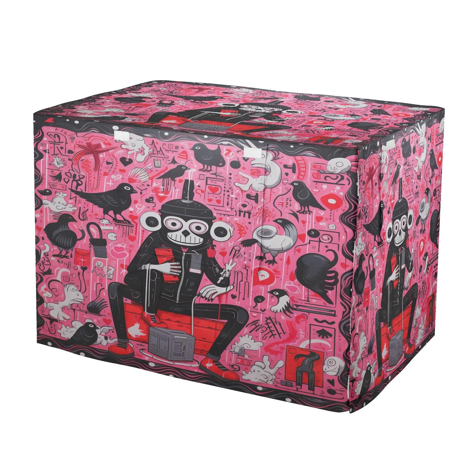 KAAVIYO Black Monkey Birds Pink Art Dog Cat Crate Cover,Waterproof Pet Kennel Covers for Animals Cages Indoor Outdoor