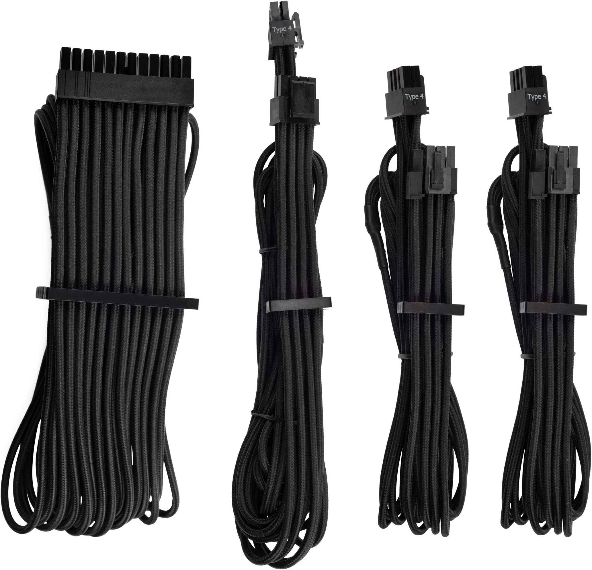 Corsair Premium Individually Sleeved PSU Cables Starter Kit Type 4 Gen 4 – Black
