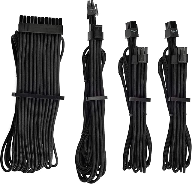 Corsair CP-8920215 Premium Individually Sleeved PSU Cables Starter Kit  Red, 2 Year Warranty, Black