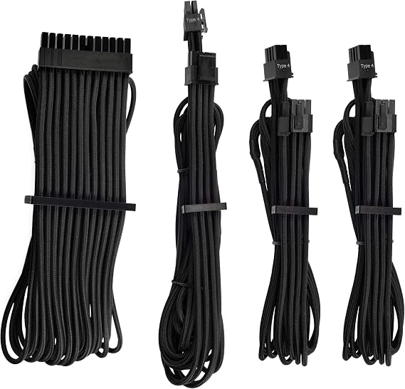 CORSAIR Premium Individually Sleeved PSU Cables Starter Kit Black, for Corsair PSUs