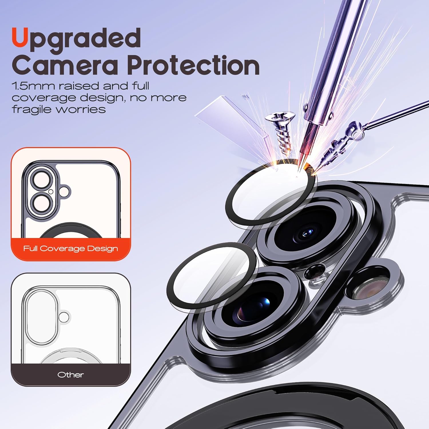 Compatible with iPhone 17 Case with Magnetic Stand [Camera Len Protectors][Compatible with Mag-Safe] Clear Plating Phone Case for iPhone 17 6.3",Black