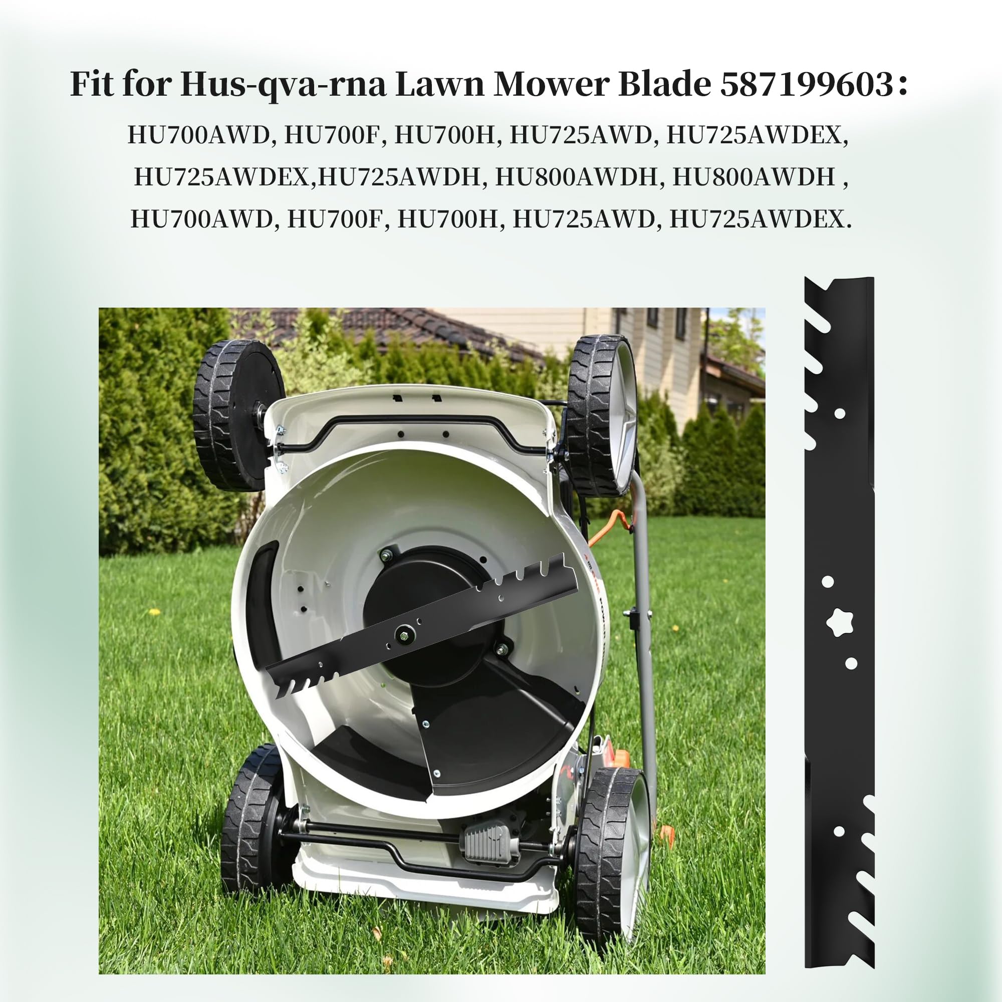 587199603 - Cuchilla para cortacésped (22 pulgadas) compatible con la cuchilla inferior de cortacésped Husqvarna HU700AWD, HU700F, HU700H, HU725AWD, HU725AWDEX 587199603, 587199601