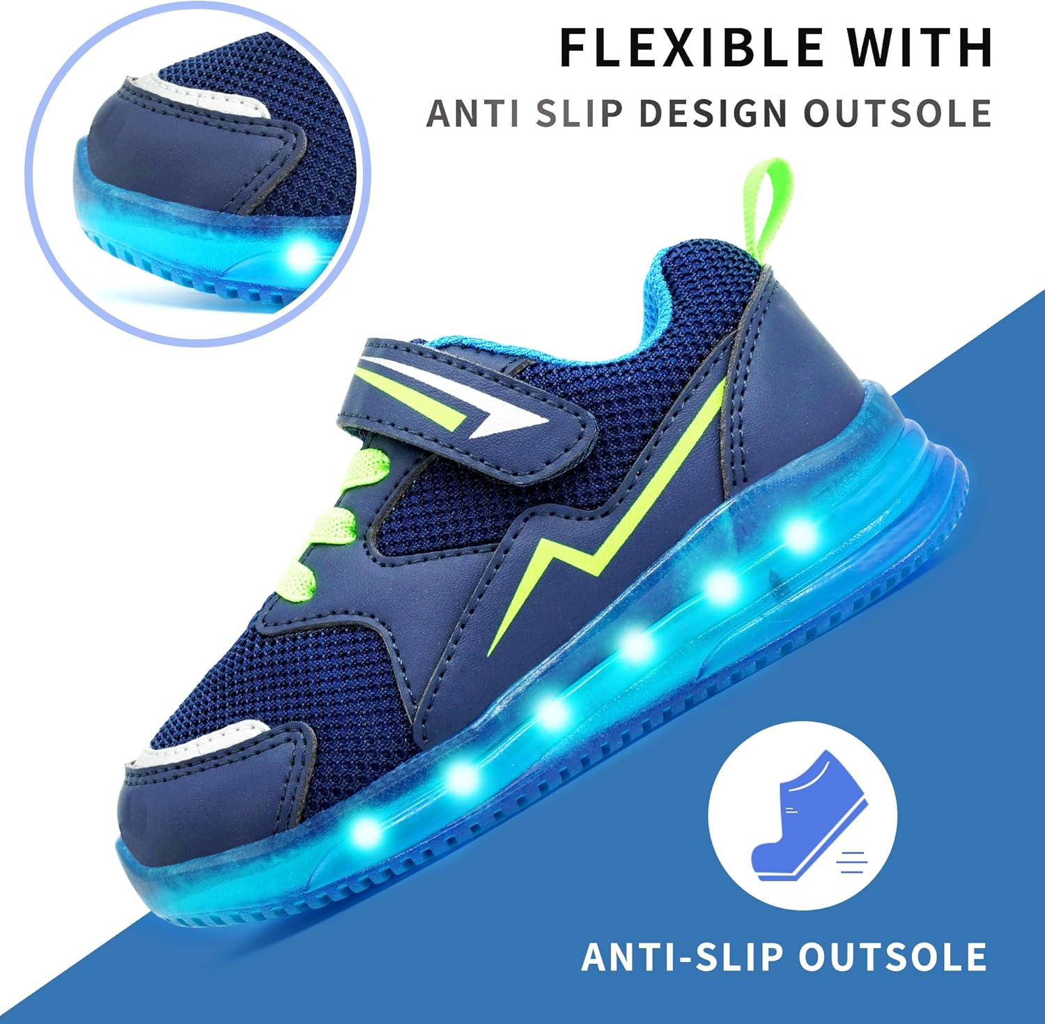 AMZZPIK Light Up Shoes for Boys Girls Toddler LED Flashing Sneakers Breathable Sport Walking Shoes for Kids - Image 4