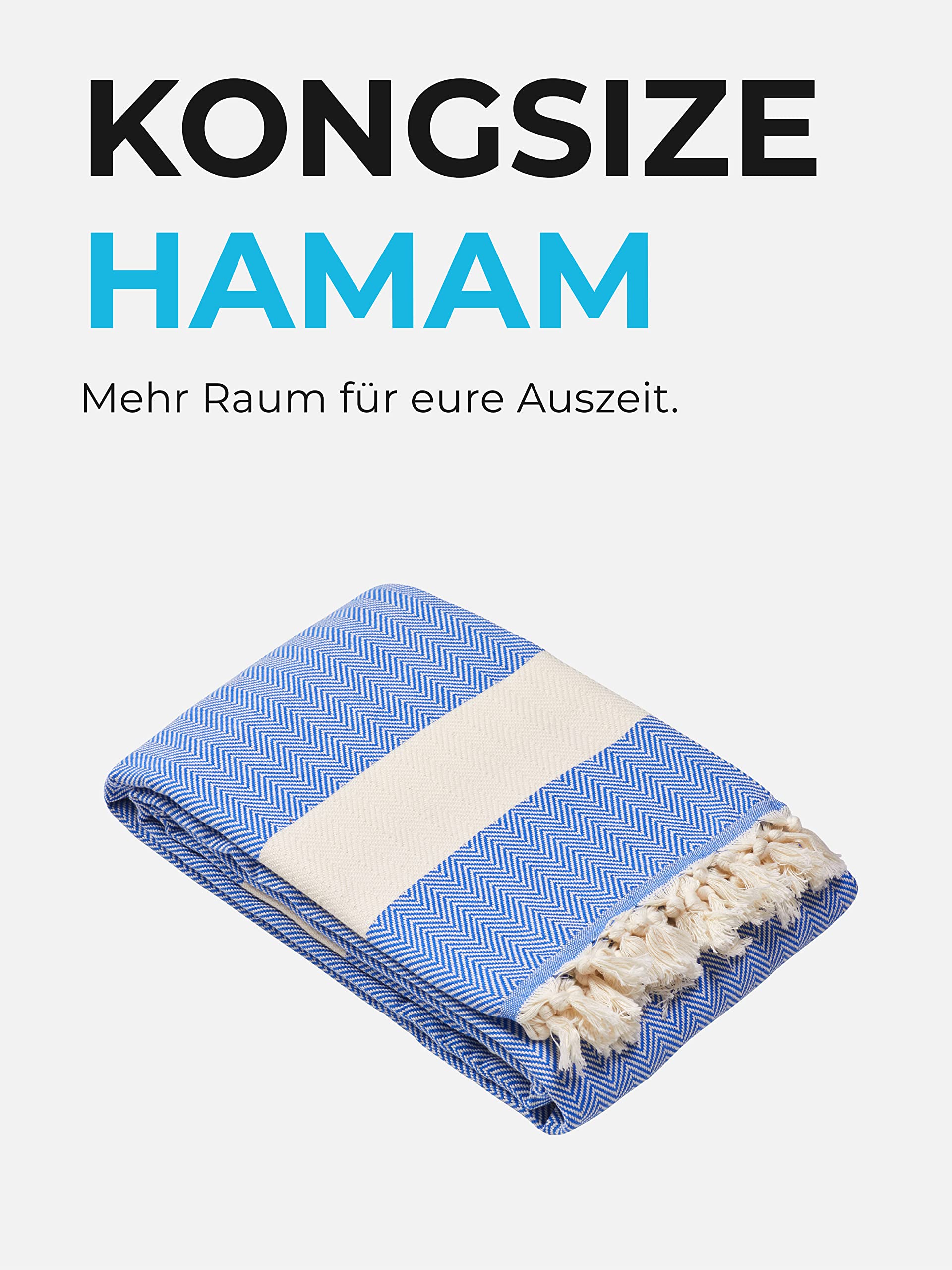 Sowel® XXXL Hammam Towel, Beach Towel, Fouta, 100% Cotton, 200 x 240 cm, Sky Blue - Image 2