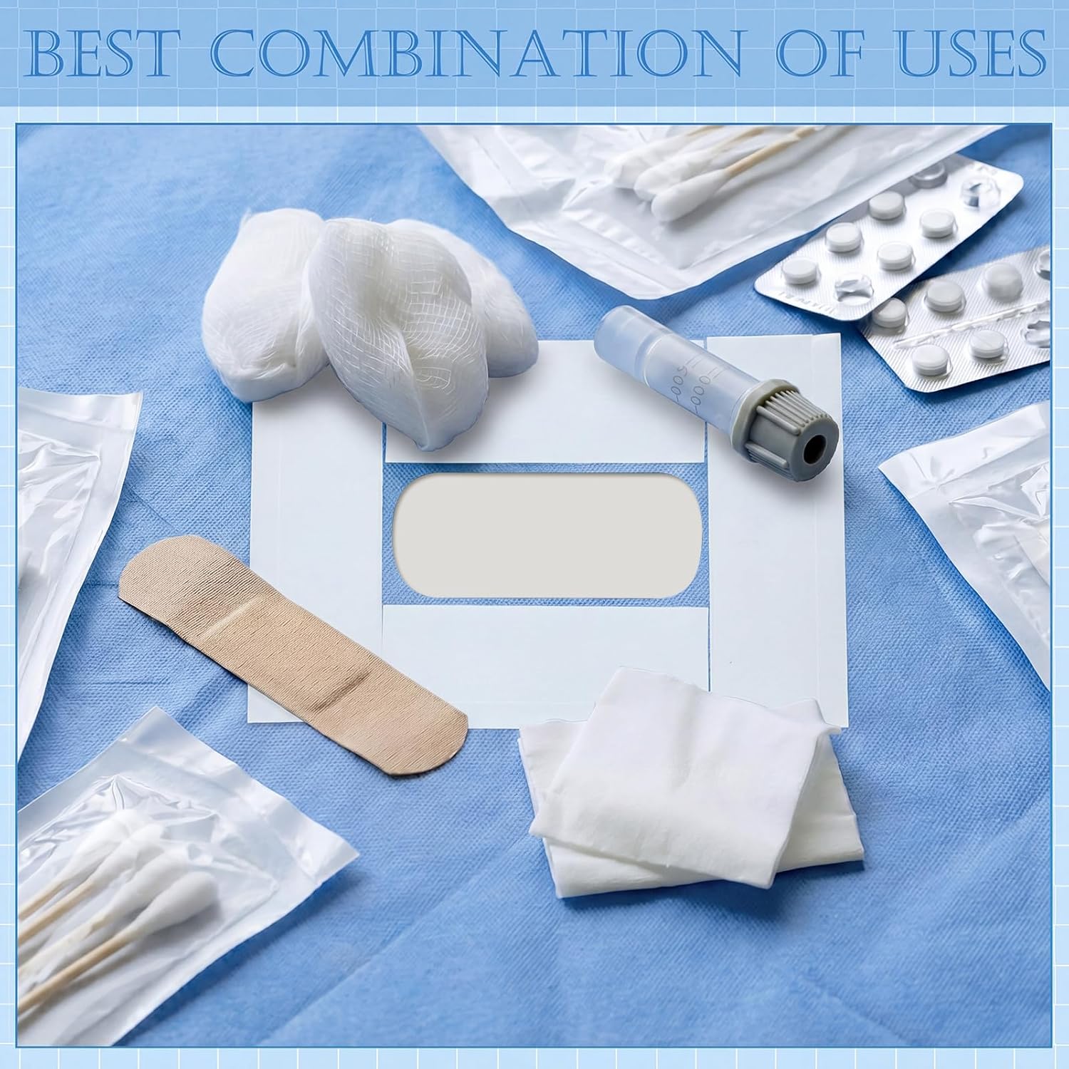 TrelaCo 12 Pack Disposable Sterile Surgical Drapes for Vets, Self-adhesive Fenestrated Drape with Multi-layer Absorbent Waterproof Layer for Dog Cat Small Animals Spay Neuter, Wound Care, and Dialysis