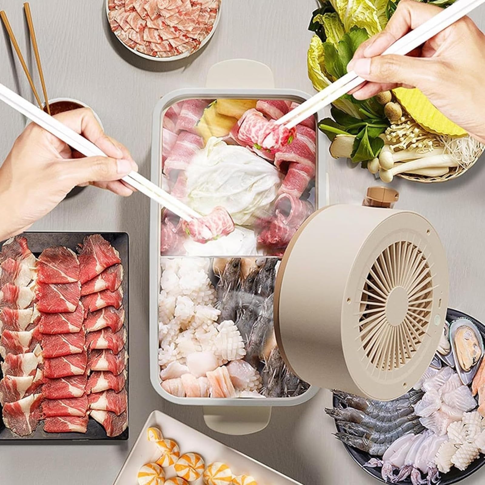Draagbare keukenafzuigventilator, 3000 mAh lichtgewicht afzuigkap, binnen-BBQ-kap, mini draagbare afzuigkap Koken Handige afzuigkapopeningen Binnen-BBQ, Hot Pot