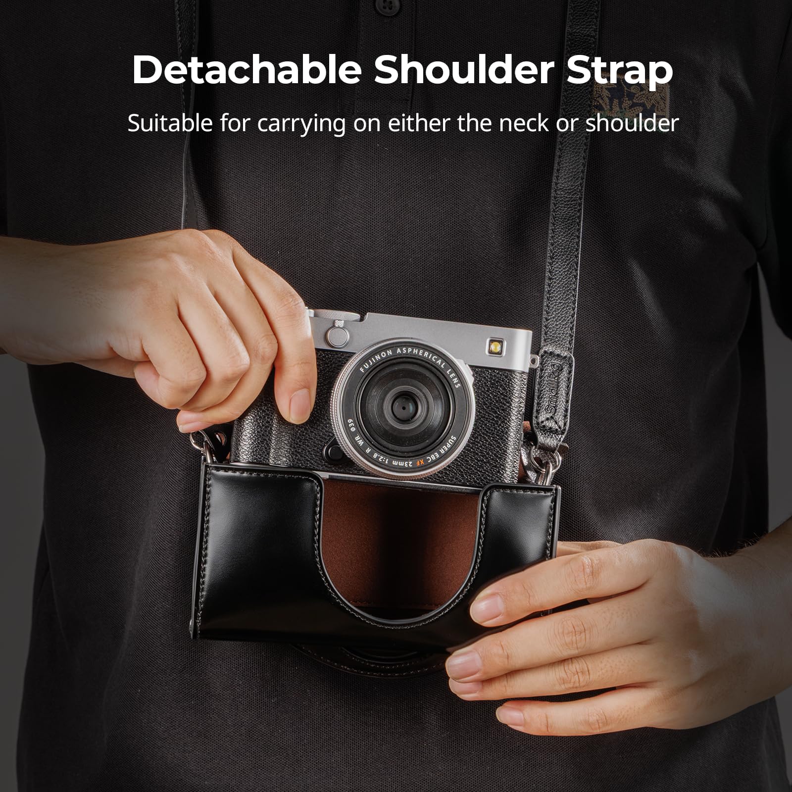 SMALLRIG Custodia in Pelle per FUJIFILM X-E5 / X100VI, Borsa per il Trasporto con Chiusura Magnetica, Custodia Protettiva, Borsa Compatta, Borsa a Tracolla, Nera - 5987