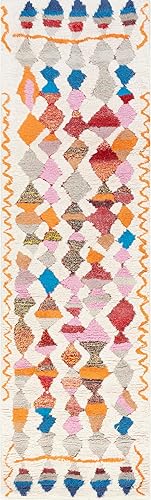 Miniatura 3 de nuLOOM Alfombra marroquí Helaine Shaggy copetuda a mano, 2 pies 6 pulgadas x 8 pies, multicolor