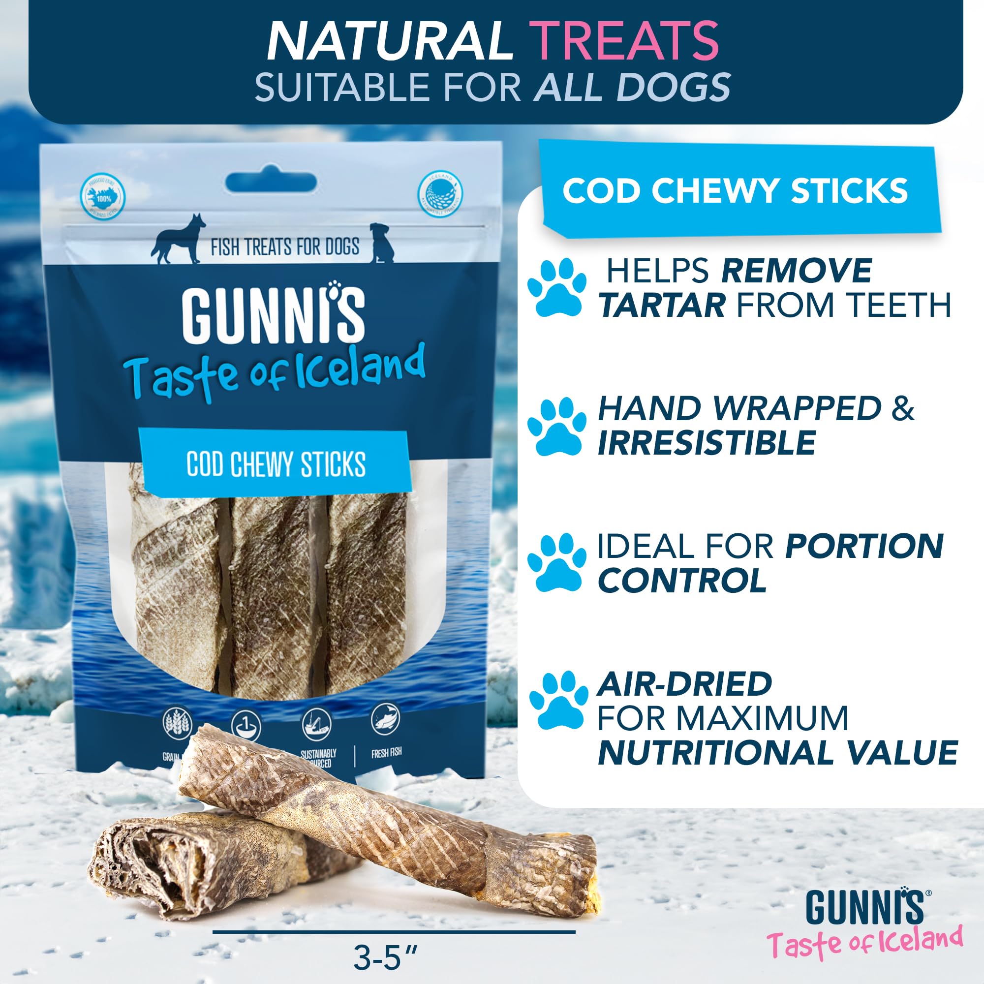 Gunni’s Cod Chewy Sticks, 3 count (Pack of 1) - Image 3