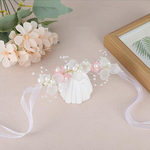 Miniatura 3 de Diadema rosa de flores para niña, diadema de cristal de princesa de 5.4 pulgadas, corona de flores, accesorios para el cabello para mujeres y niñas,