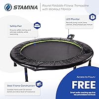 Vista 2 de Stamina Folding Trampoline with Smart Workout App, Black - Portable Fitness Rebounder for Home Gym, Cardio & Strength Training, Jumping Exercise