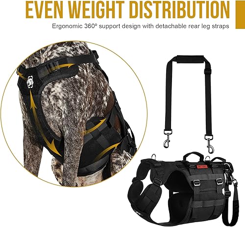 Miniatura 3 de OneTigris Arnés de elevación para perros grandes, arnés de perro para perros grandes, patas traseras, arnés de soporte para perro, chaleco de