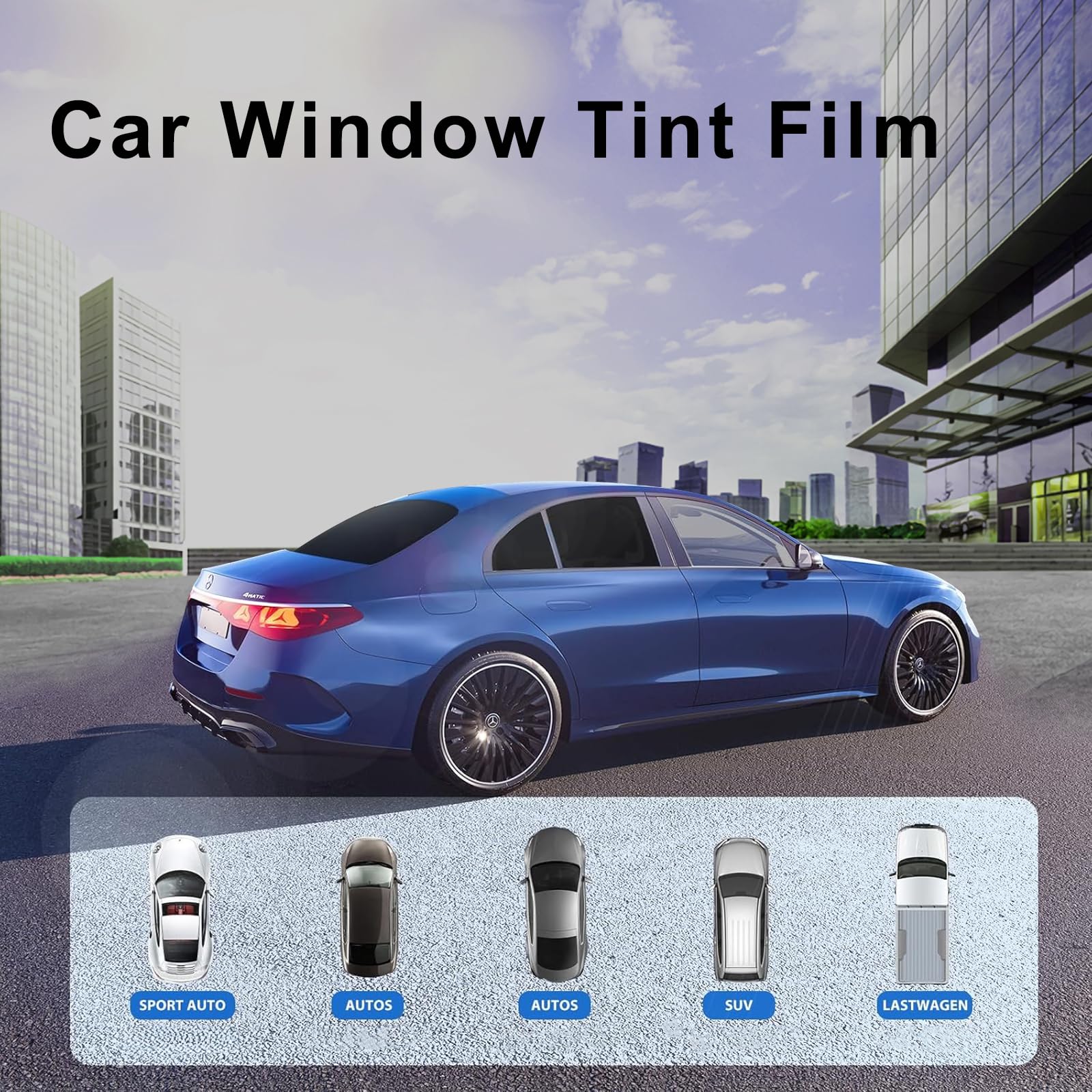 Film teinté pour Voiture,Film de Protection Solaire pour Voiture,Film teinté pour vitre de Voiture,Film teinté pour fenêtre pour Bloquer Les Rayons UV/IR,la Chaleur (5% VLT, 50X300CM)