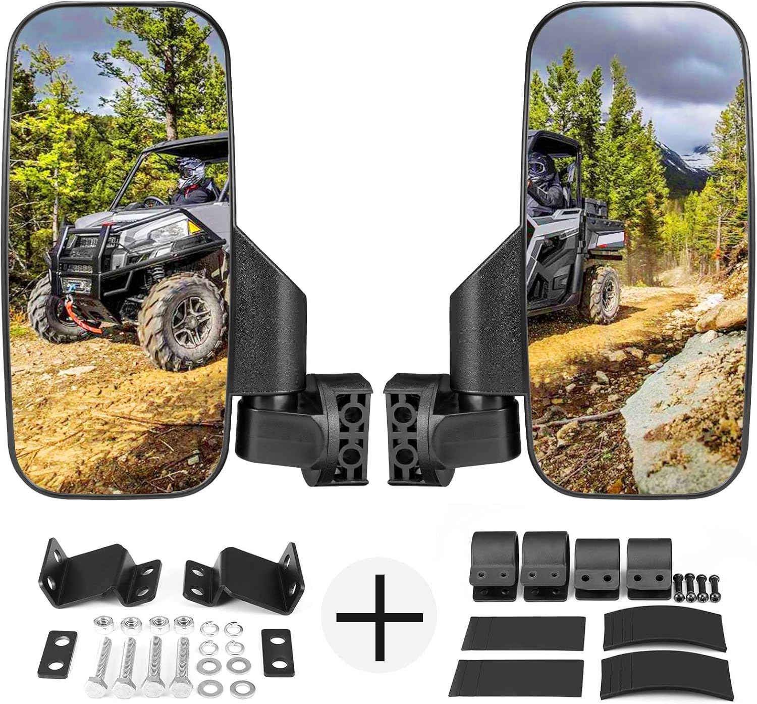 KEMIMOTO 10" Large UTV Side Mirrors Compatible with Polaris RZR Ranger General UFORCE 1000 Zforce UTV Mirror fits 1.75" to 2" bar, Pro-fit Roll Bar Cage (NOT For Windshield/NOT For Door)