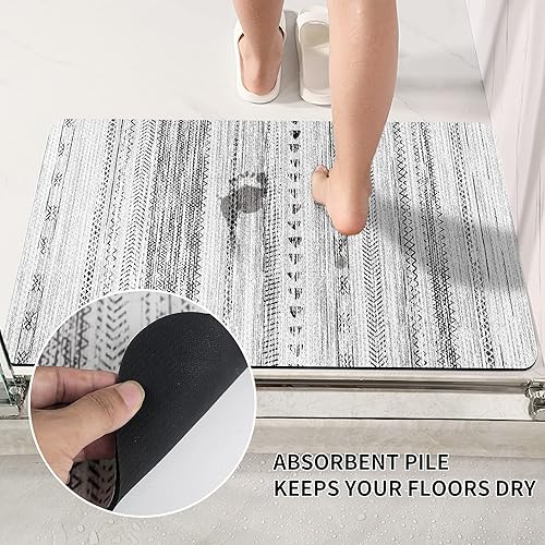 Miniatura 3 de RUUGME Alfombras de baño antideslizantes extra absorbentes para el suelo del cuarto de baño lavable a máquina alfombras de baño para baño blanco