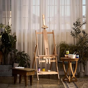 Large Wooden Easel for Painting: Artist H Frame Easel Stand with Upgrade Hardware- Hold Canvas up to 93 - Professional Art Easel for Adults