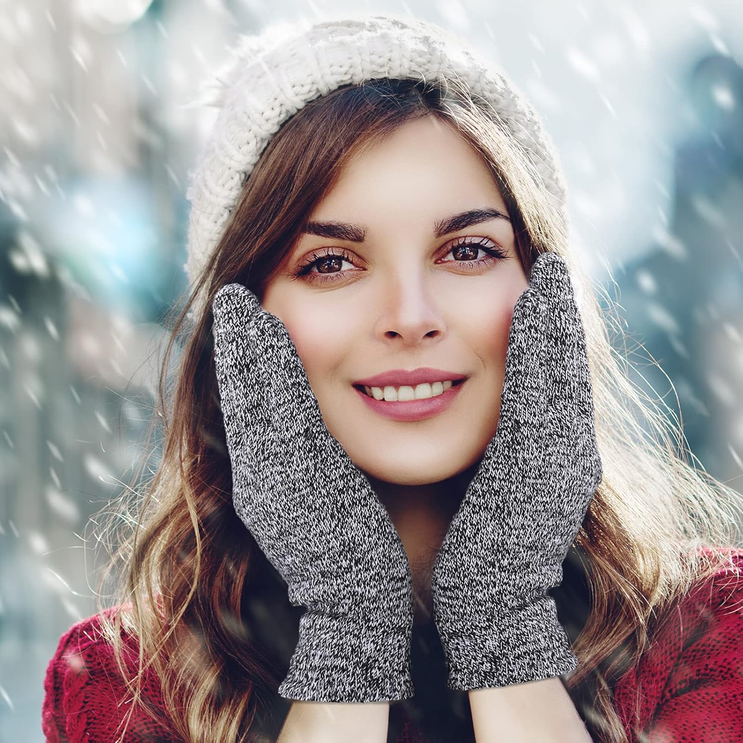 Cooraby 16 Pairs Adult Winter Knitted Magic Gloves Full Fingers Stretchy Warm Gloves for Men, Women or Teens - Image 5