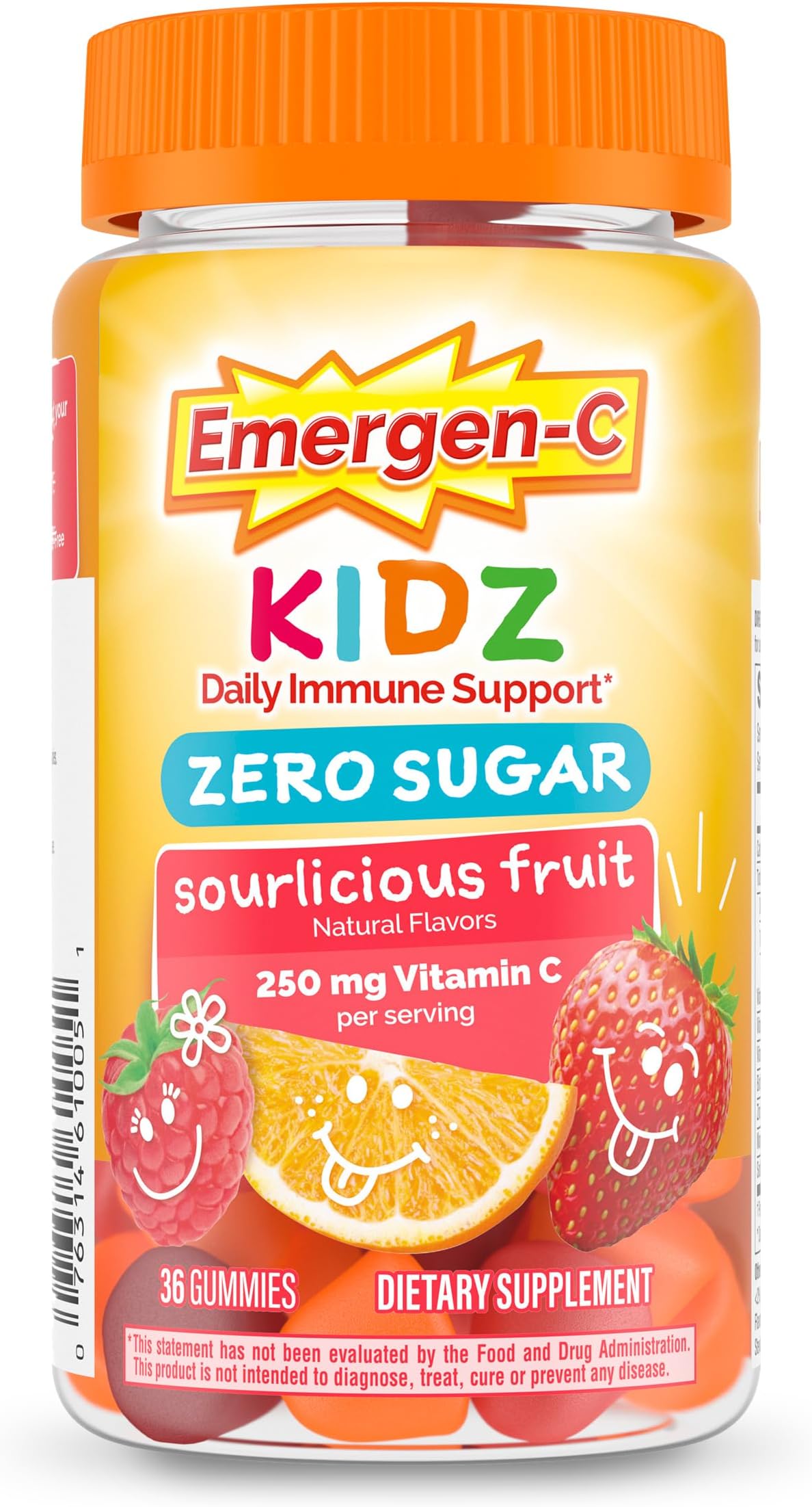 Kidz Vitamin C 250mg Gummies, Immune Support, Fruit, 36 Gummies | Zero Sugar, B Vitamins for Energy, Zinc and Manganese, Naturally Flavored, Kids Approved Gummies