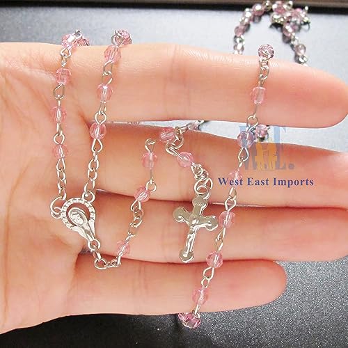 Miniatura 4 de Recuerdos de bautismo (12 piezas) Rosario de la Sagrada Comunión en tarro de botella de vidrio Recuerdos de Bautizo Quinceañera Perla rosa Bautizo