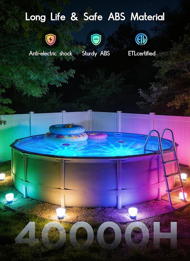 Luces Solares Flotantes para Piscina 2 Pack RGBWW IP68 miniatura 4