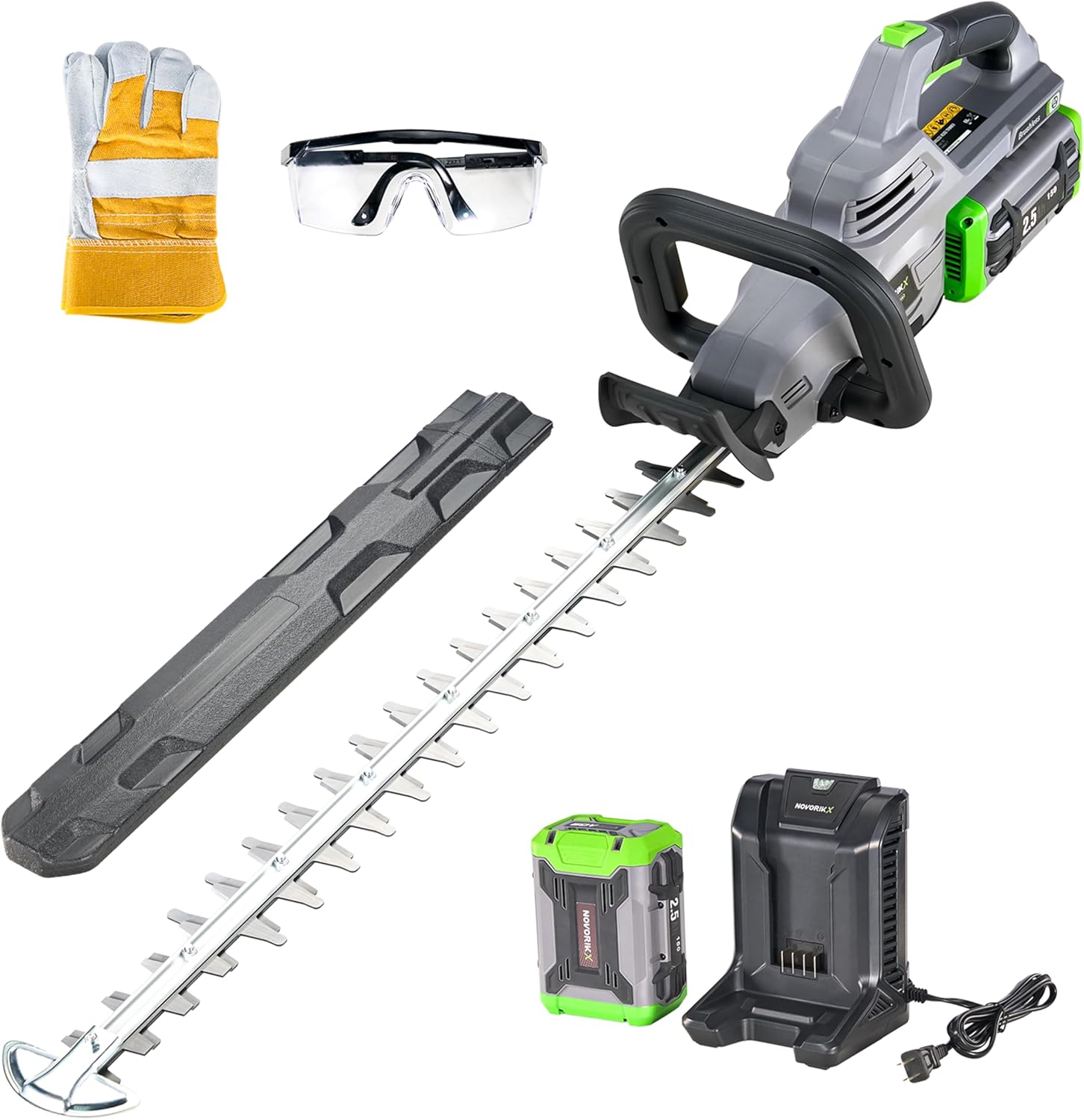 26-Inch Hedge Trimmers Cordless with Battery 60V Electric Bush Trimmer 2.5Ah Battery Power Heavy Duty Hedge Trimmer Brushless|Dual Action Steel Blades|1" Cutting Capacity for Shaping Hedges Shrubs 60V HedgeTrimmer 2.5AH
