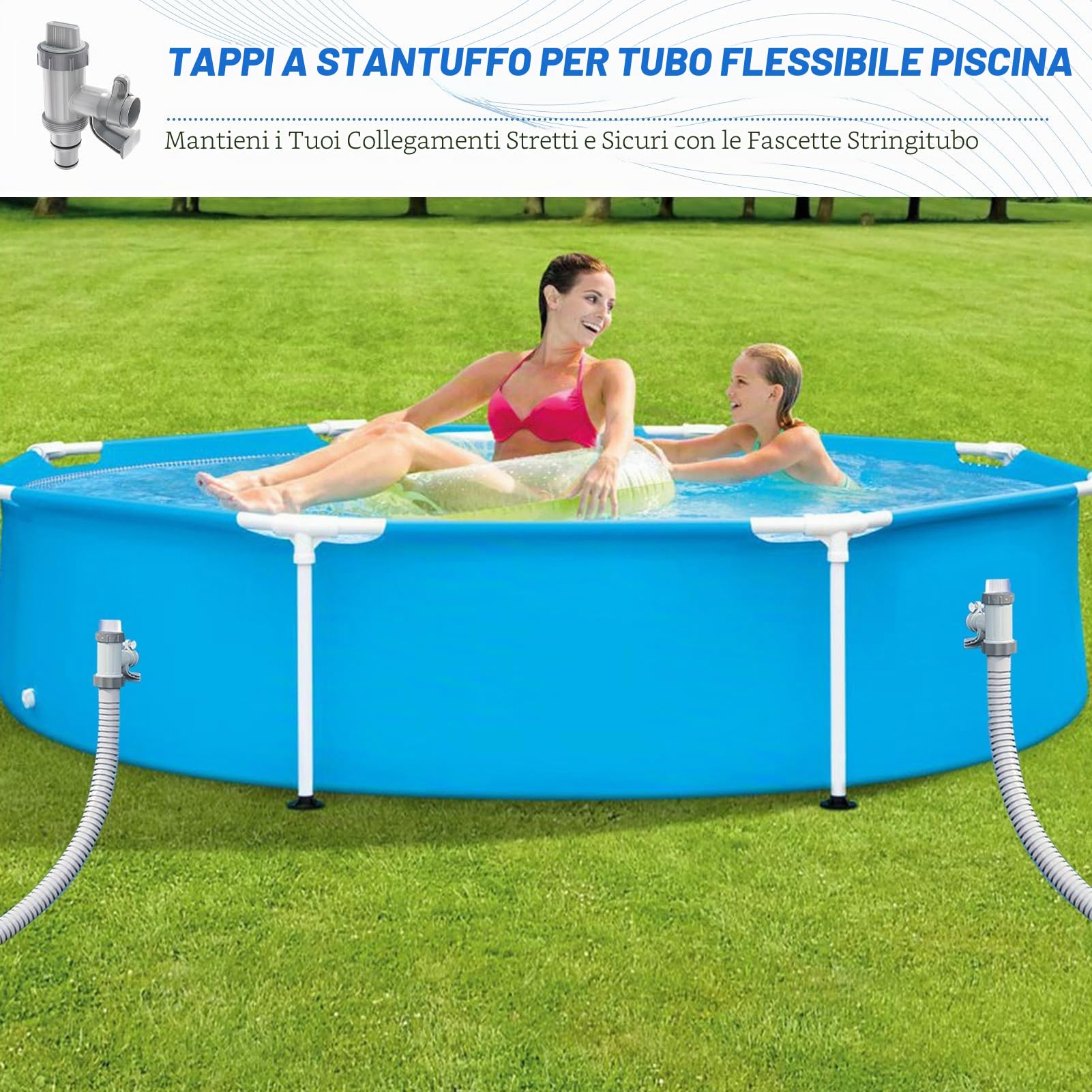 Valvola Plunger Plus per piscina fuori terra, 2 in 1 accessorio piscina Intex/Bestway/Coleman, valvola di intercettazione per piscine fuori terra e pompa filtro