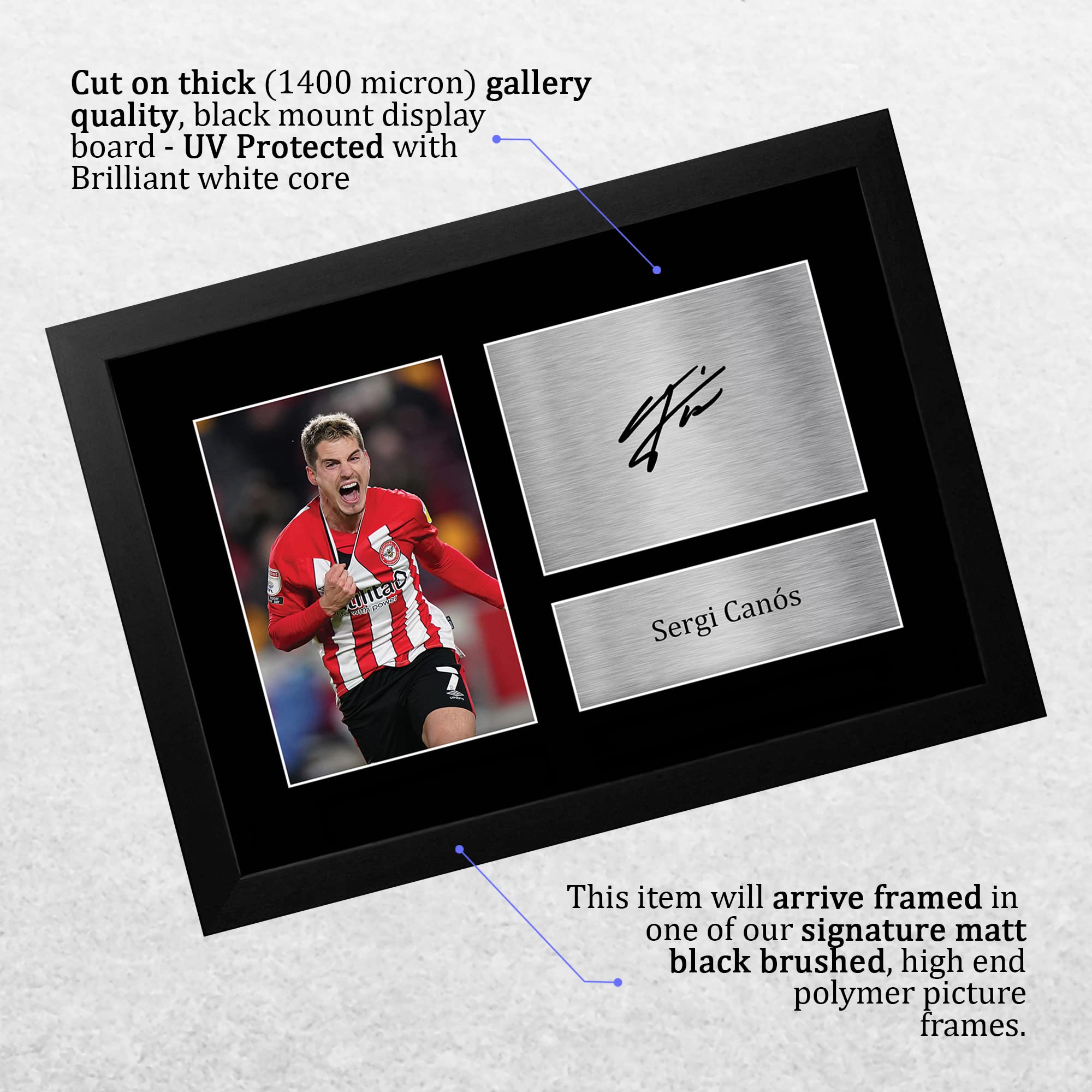 HWC Trading FR A4 Sergi Canos Brentford Gifts Printed Signed Autograph Picture for Football Fans and Supporters - A4 Framed - Image 3