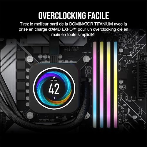 CORSAIR Dominator Titanium RGB DDR5 RAM 32Go (2x16Go) Jusqu'à 6000MHz CL30 AMD Expo Intel XMP 3.0 Mémoire pour Ordinateur de Bureau - Gris (CMP32GX5M2B6000Z30) - 5