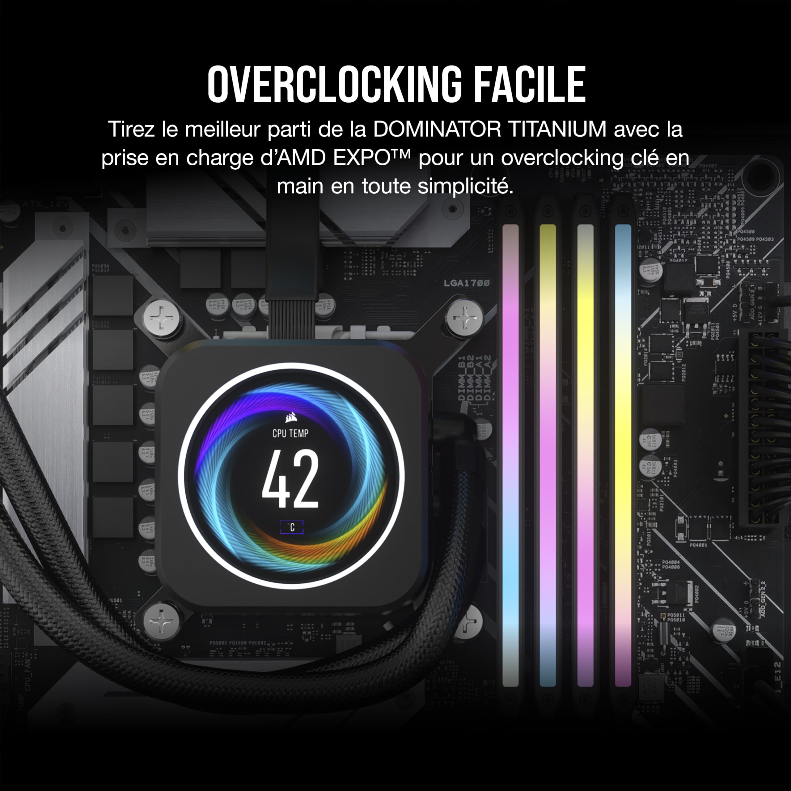 CORSAIR Dominator Titanium RGB DDR5 RAM 32Go (2x16Go) Jusqu'à 6000MHz CL30 AMD Expo Intel XMP 3.0 Mémoire pour Ordinateur de Bureau - Gris (CMP32GX5M2B6000Z30)