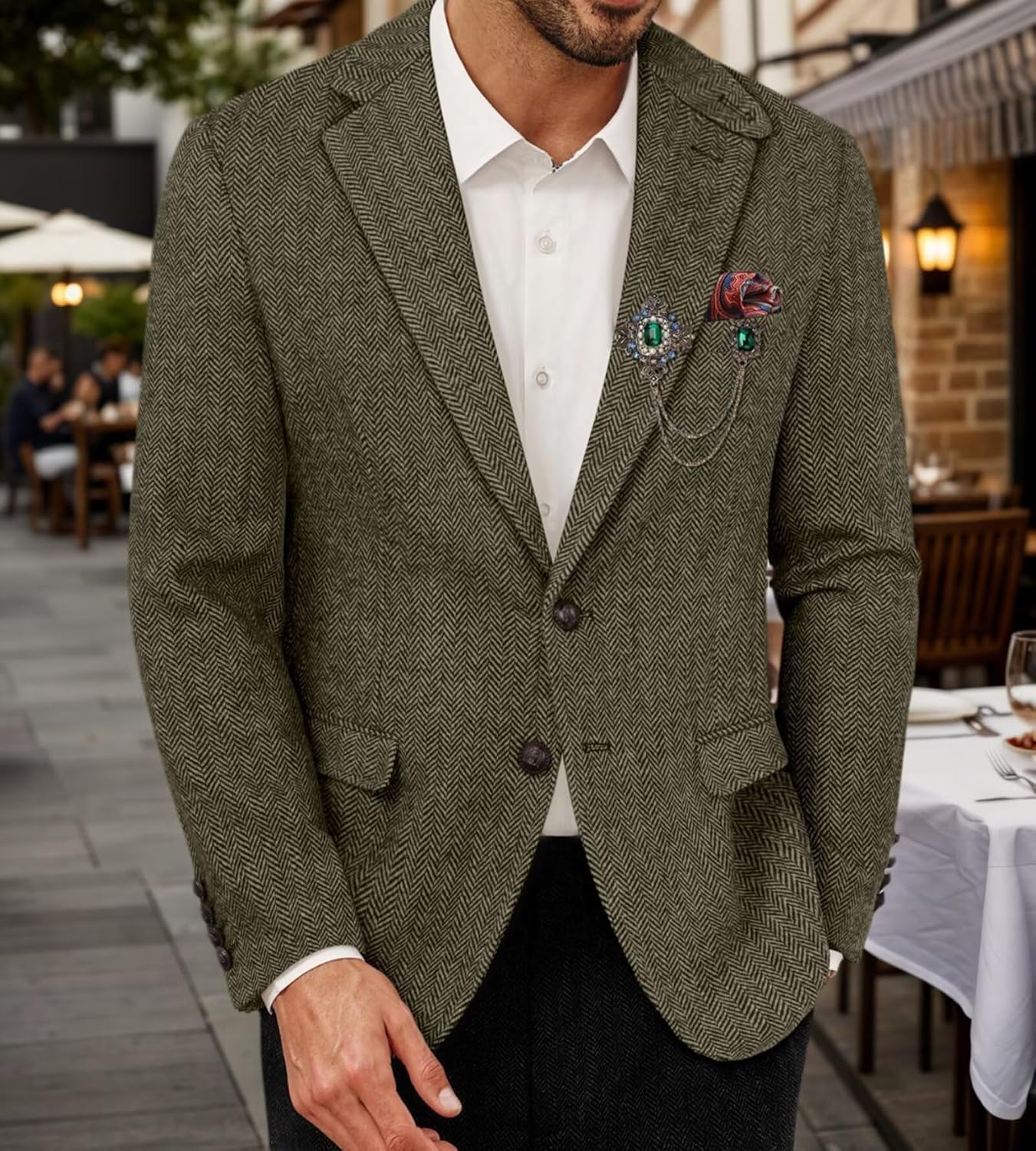 Mens Herringbone Blazer Tweed Jacket for Men Sport Coat, Mens Vintage Tweed Jacket Men Casual Herringbone Blazer