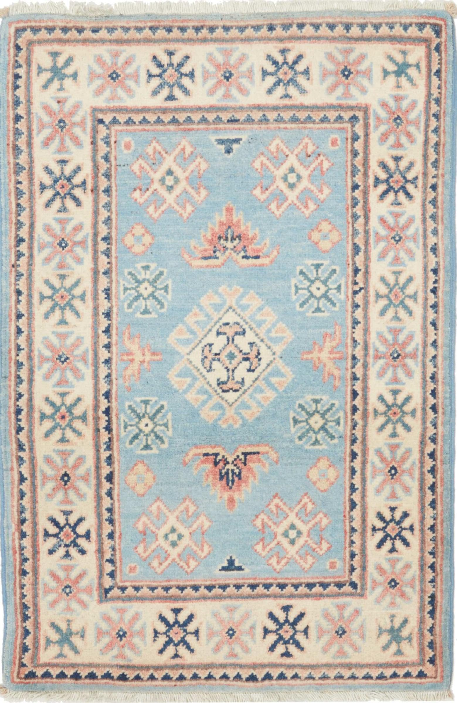 Tapis Kazak 62x95 cm tapis d'Orient en laine noué main du Pakistan