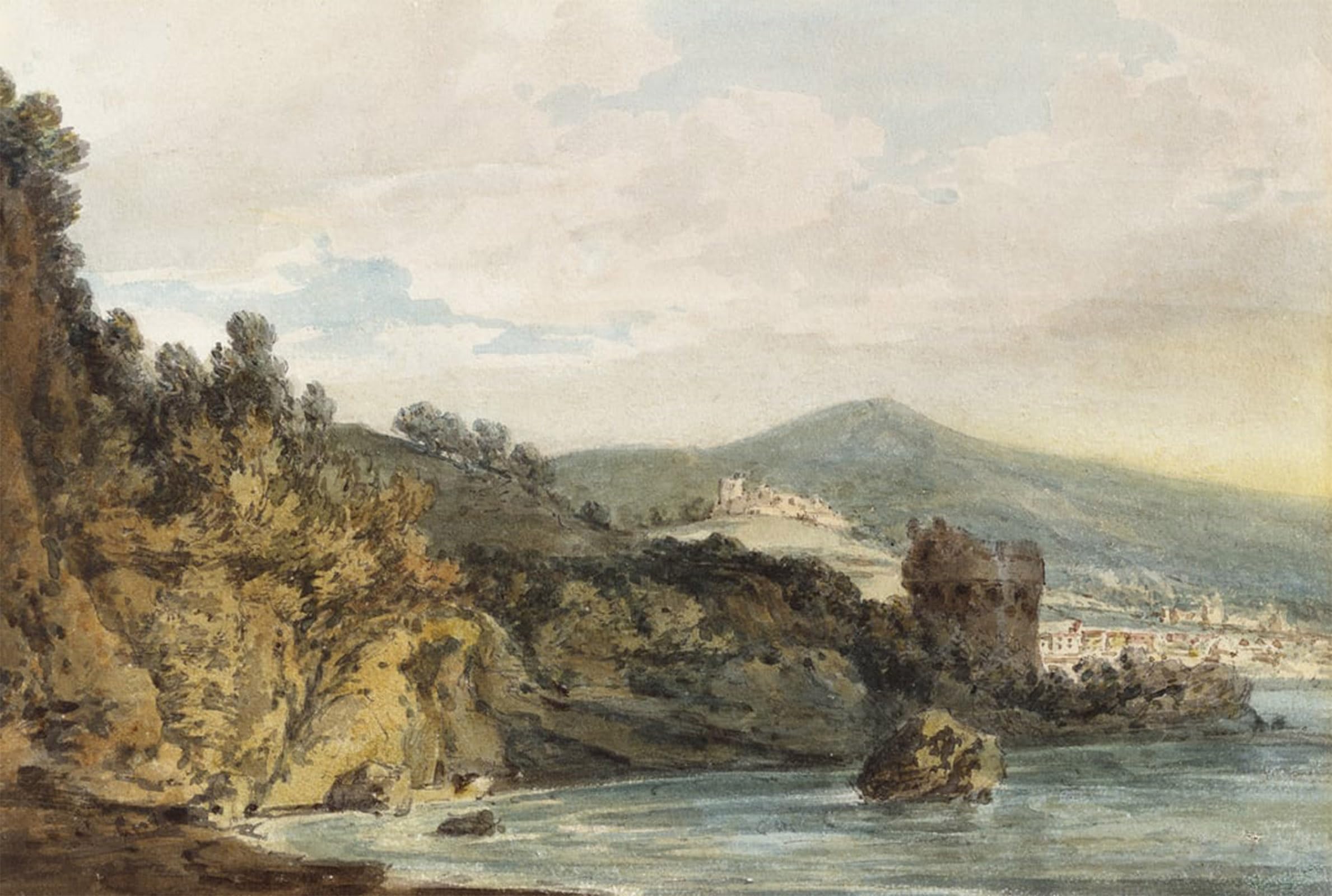 POSTERIIk Vintage Classic Picture Landscape Artwork the Under Vietri Salerno in the Distance the Castle Above the Torre Crestarella by Mallord William Turner for Office Home Decor 60x90cm