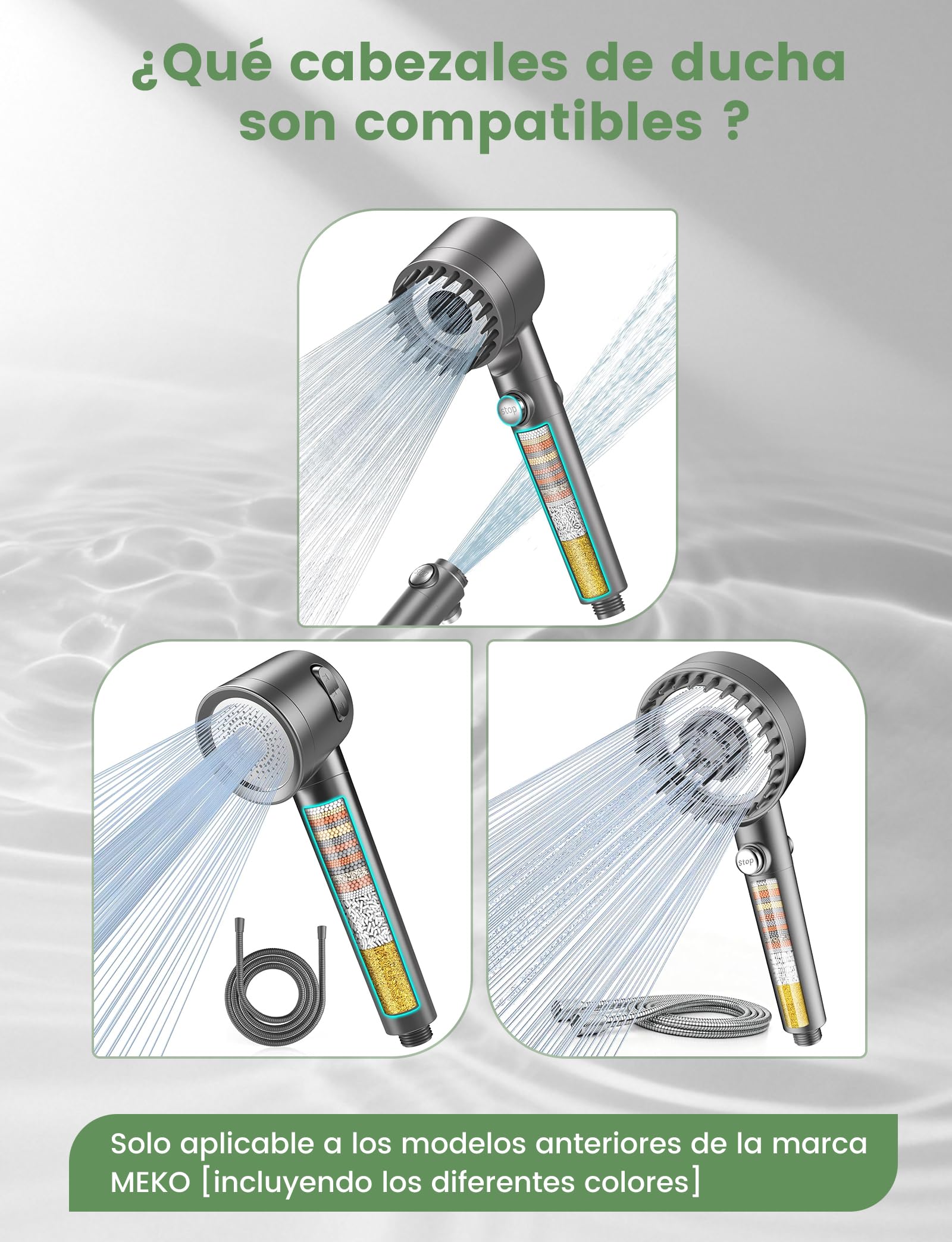 MEKO Pack de 2 filtros solo para ducha de mano con ASIN [B0CGHXYM1Y], [B0D3V9W5P5] de MEKO, 15 capas de filtro de repuesto para agua dura, limpieza y eliminación de cloro y sustancias nocivas