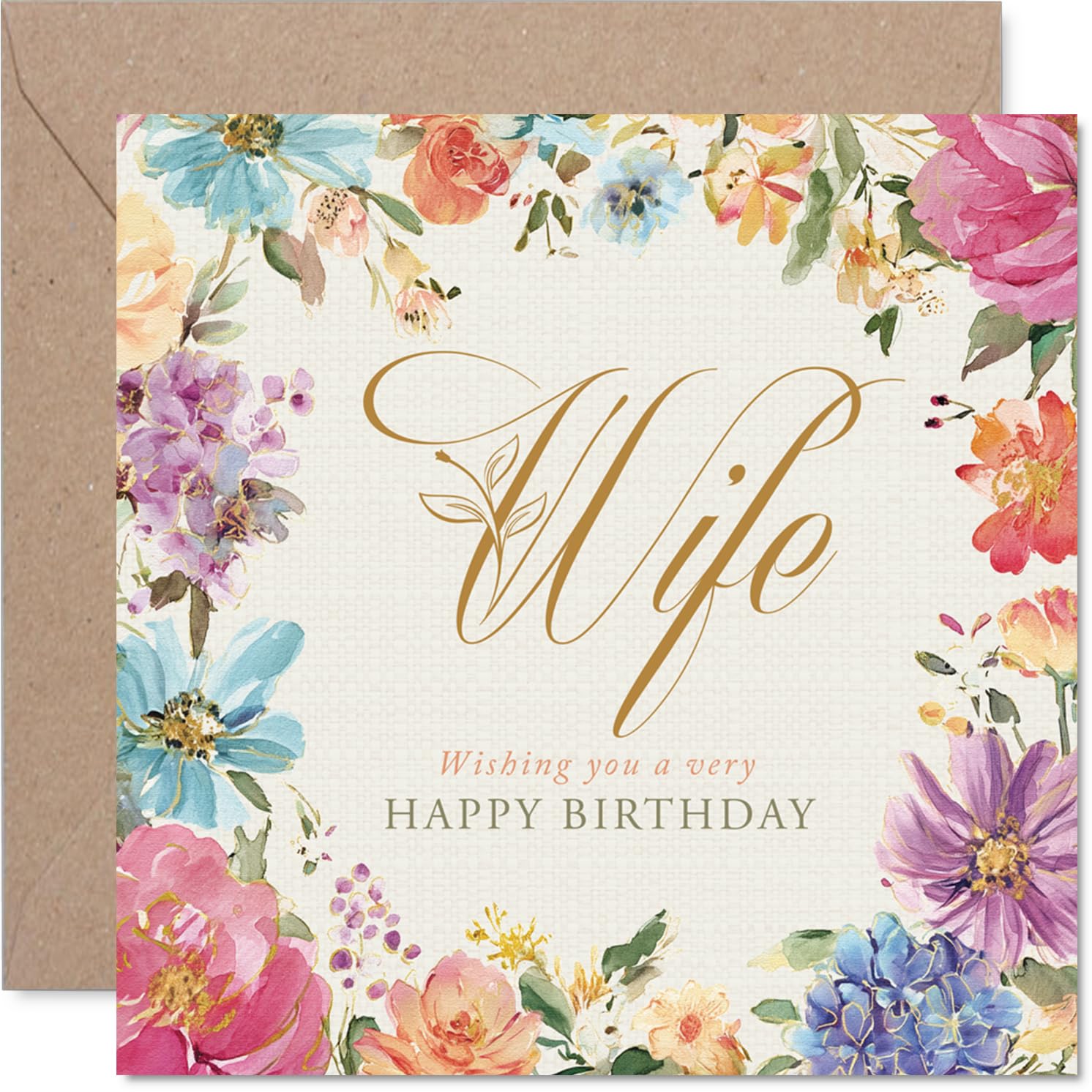 Heartfelt Birthday Card for Wife, Warm Wishes Wrapped in Blooms